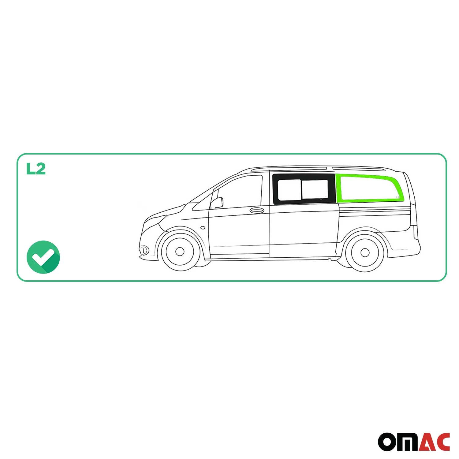 2016-2024 Mercedes Metris Window Glass Left Side Rear Black L2 MWB