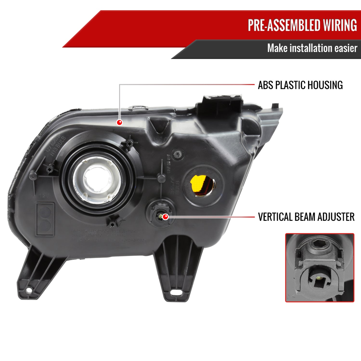 2010-2014 Ford Mustang Factory Style Headlights Matte Black/Clear Lens