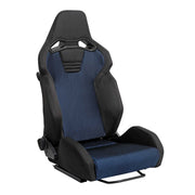 Universal Racing Seat Black Suede Blue Bird Eye Mesh Cloth Double Black Stitch