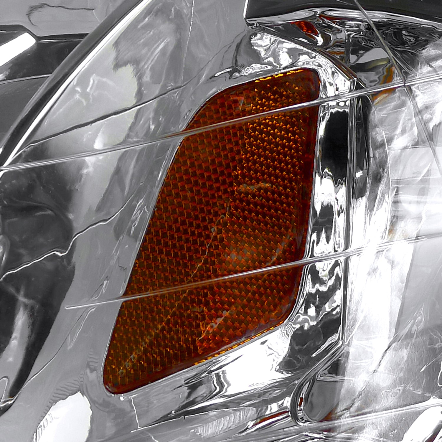 1999-2000 Honda Civic Crystal Headlights w/ Amber Reflector Chrome/Clear Lens