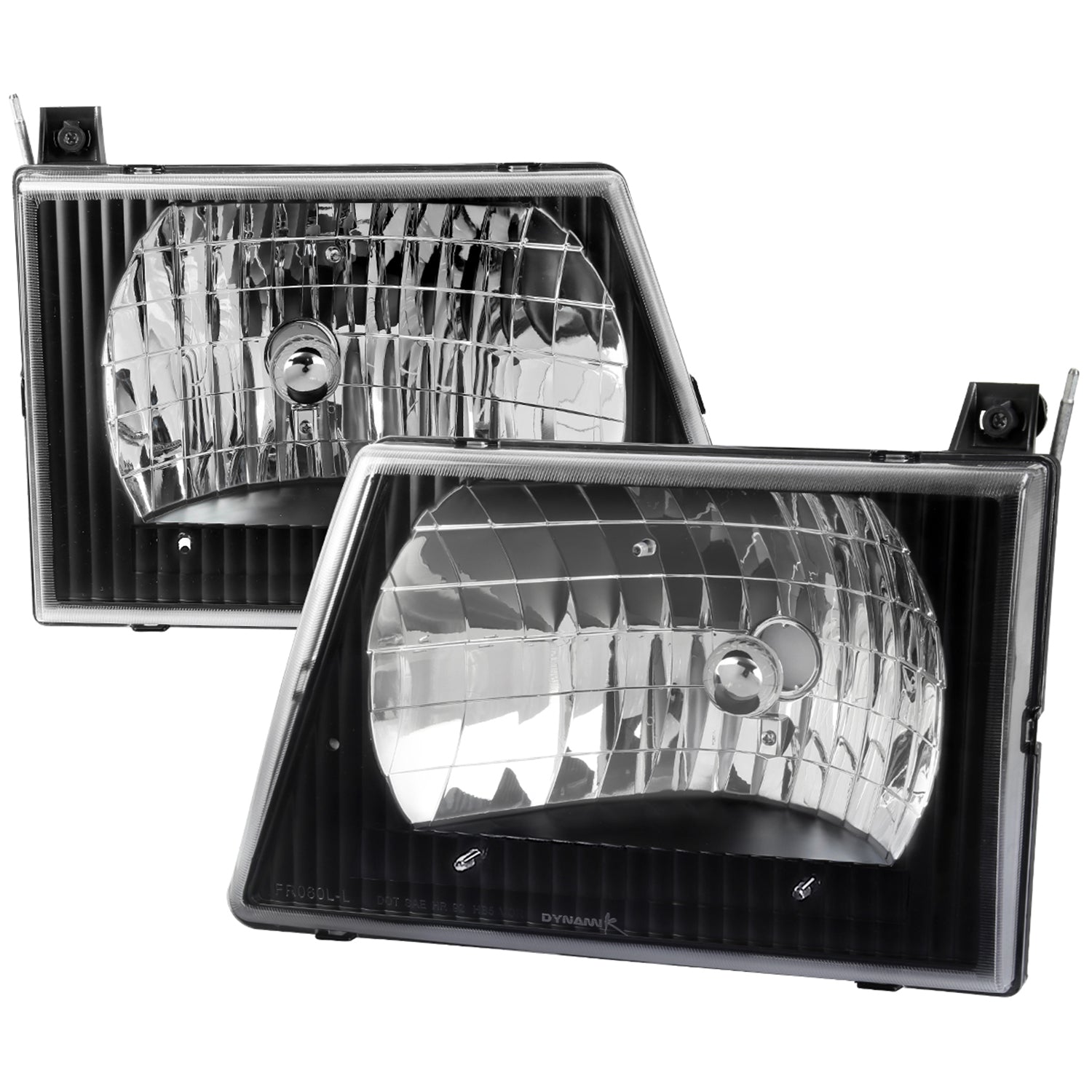 1992-2006 Ford Econoline Factory Style Crystal Headlights Matte Black/Clear
