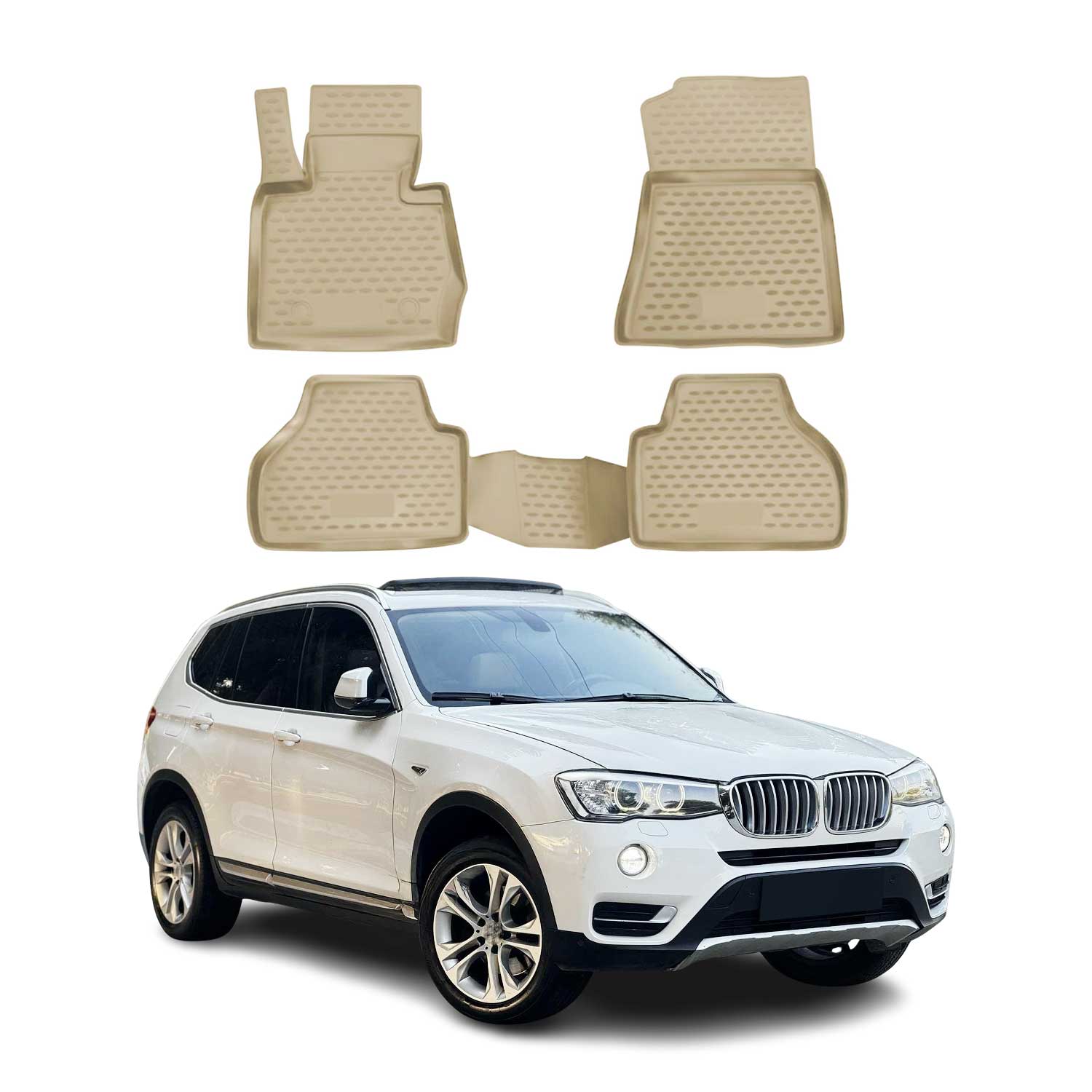 2011-2017 BMW X3 F25 Floor Mats Liners Full Set All Weather Beige