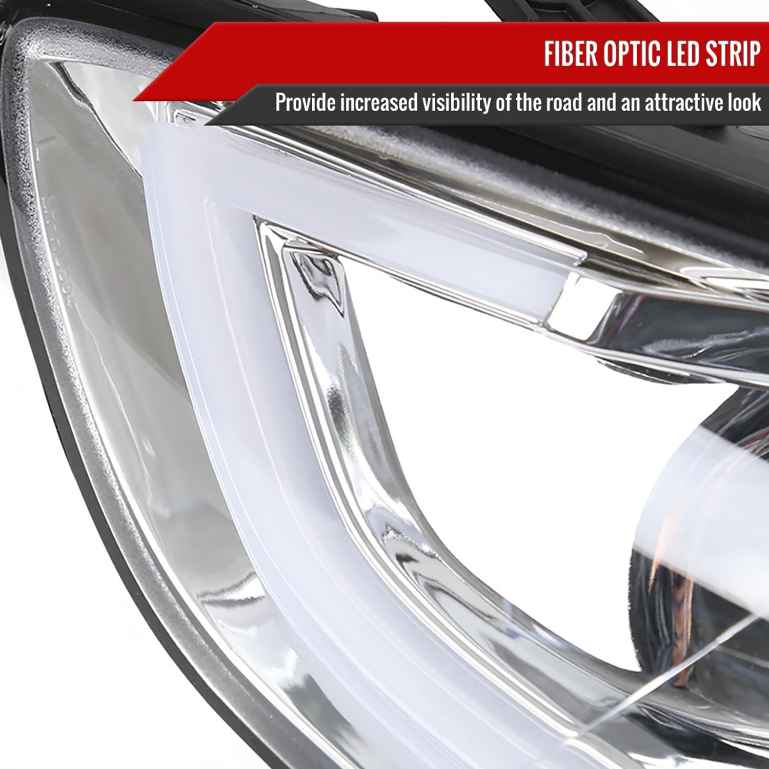 2011-2013 Hyundai Elantra LED Bar Projector Headlights Chrome/Clear Lens