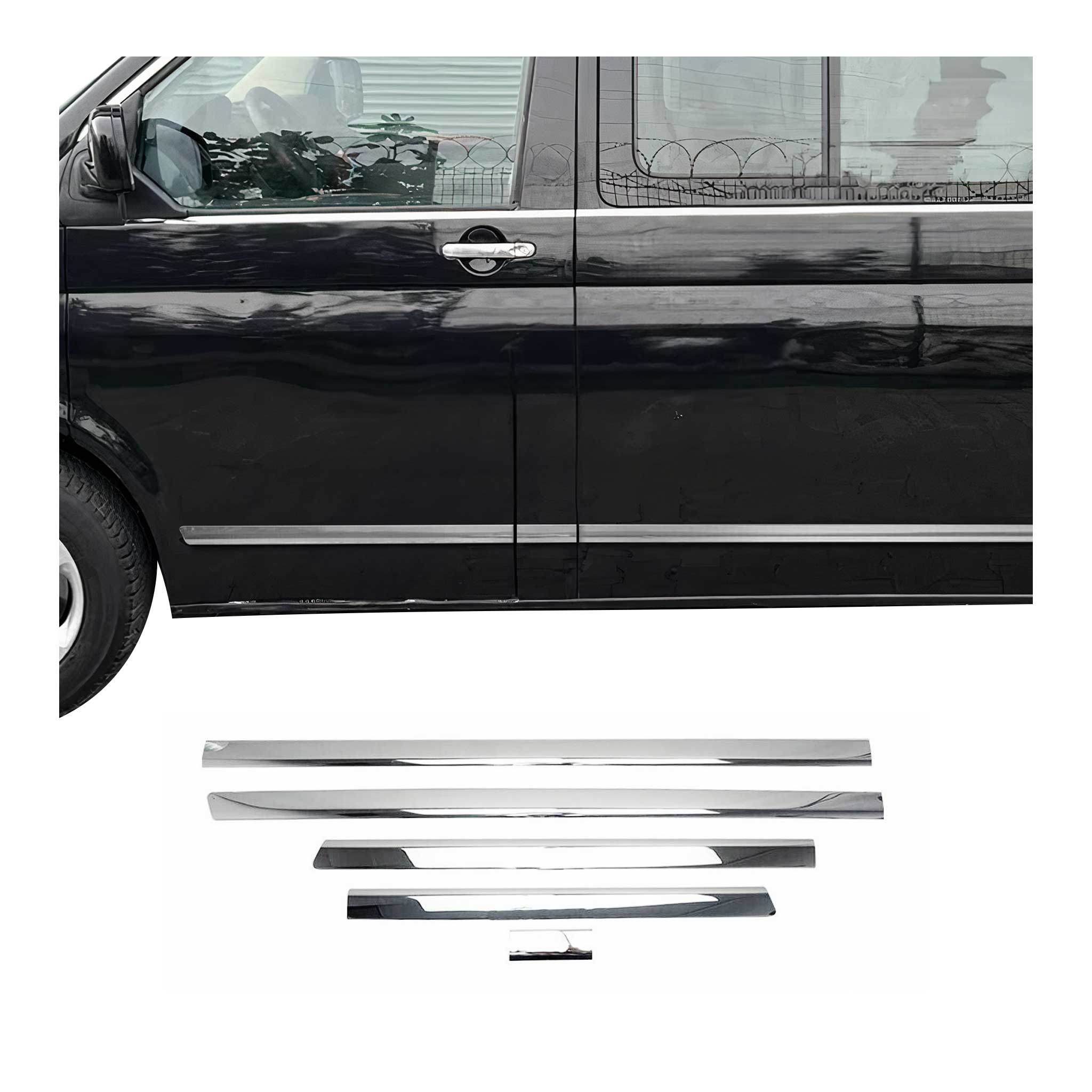 Side Door Molding Trim for VW T5 Transporter 2003-2015 S.Steel L1 Short RHD