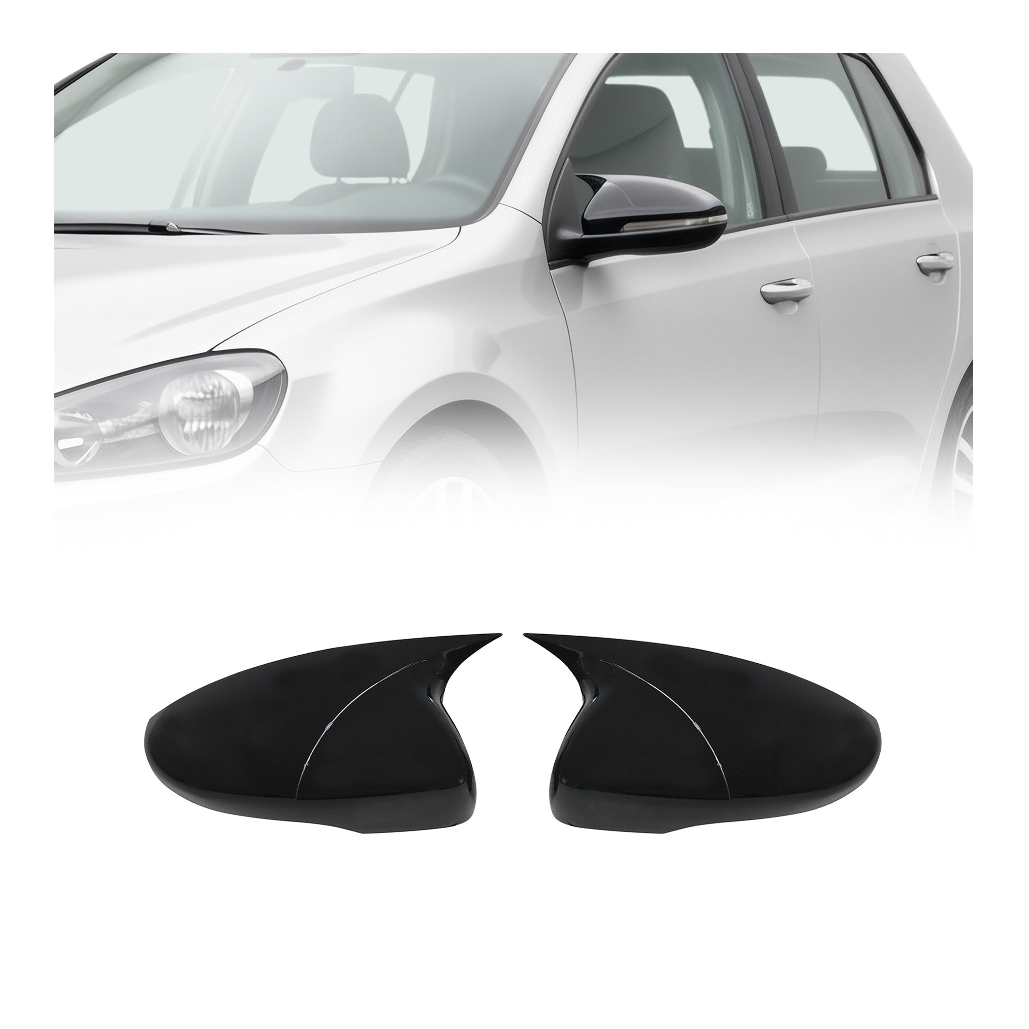 2012-2016 VW EOS Side Mirror Cover Caps Piano Black 2 Pcs