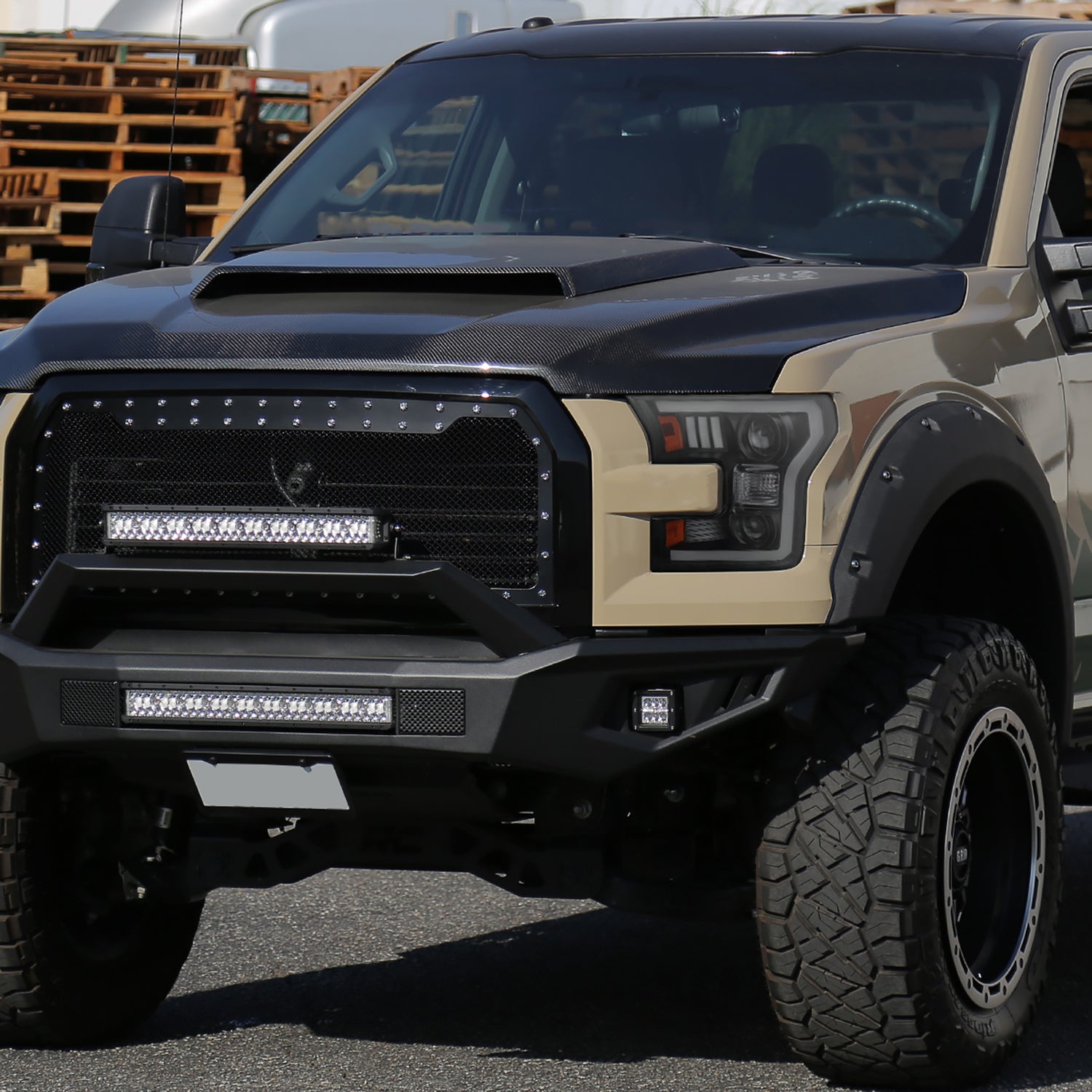 2015-2017 Ford F-150 LED Bar Projector Headlights Black Housing/Smoke Lens