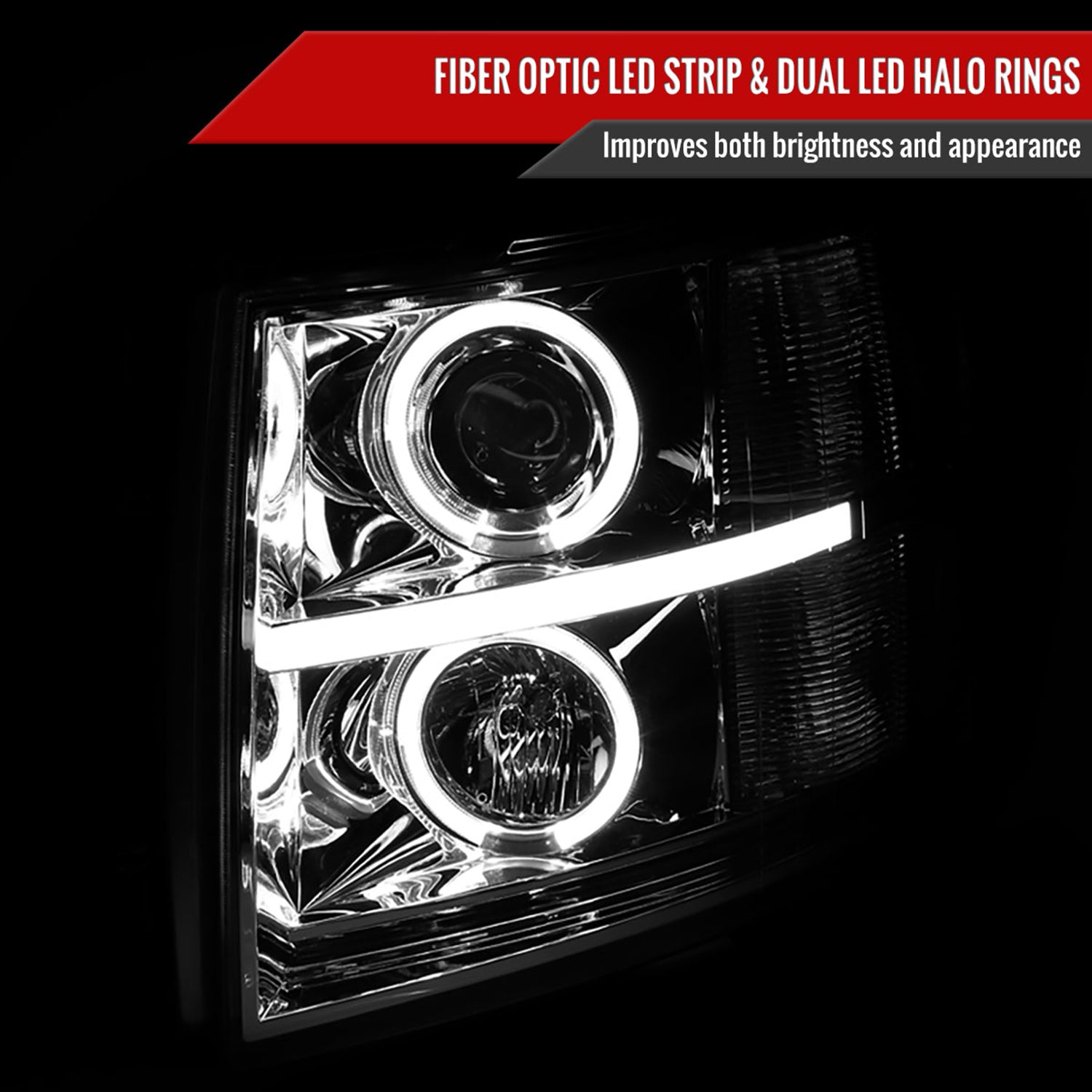 2007-2013 Chevy Silverado 1500 2500HD 3500HD Headlights LED Light Bar Chrome