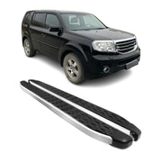 2009-2015 Honda Pilot Running Boards Side Steps Silver & Black