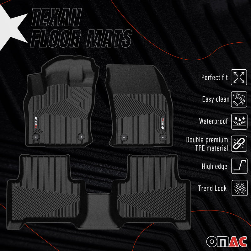 2018-2024 VW Tiguan Premium Floor Mats Liners First and Second Row Set Black