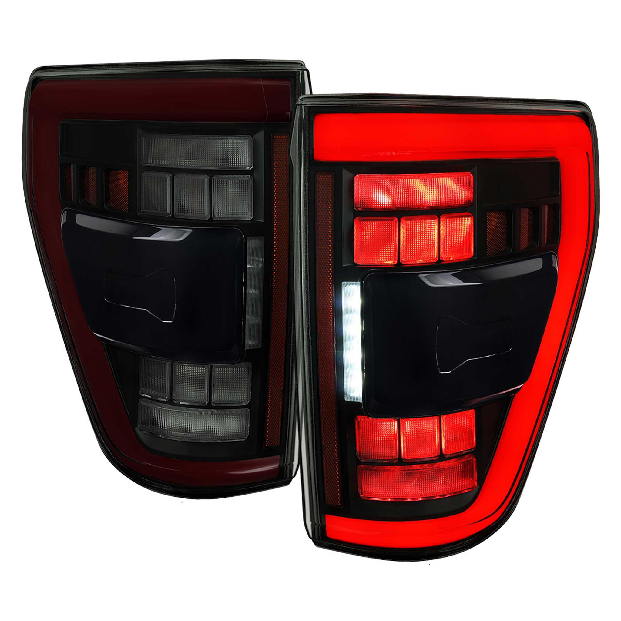 For Ford F-150 2021-2023 Full LED Tail Light Halogen Bulb Blind Spot Model Smoked Lens Red Light BAR