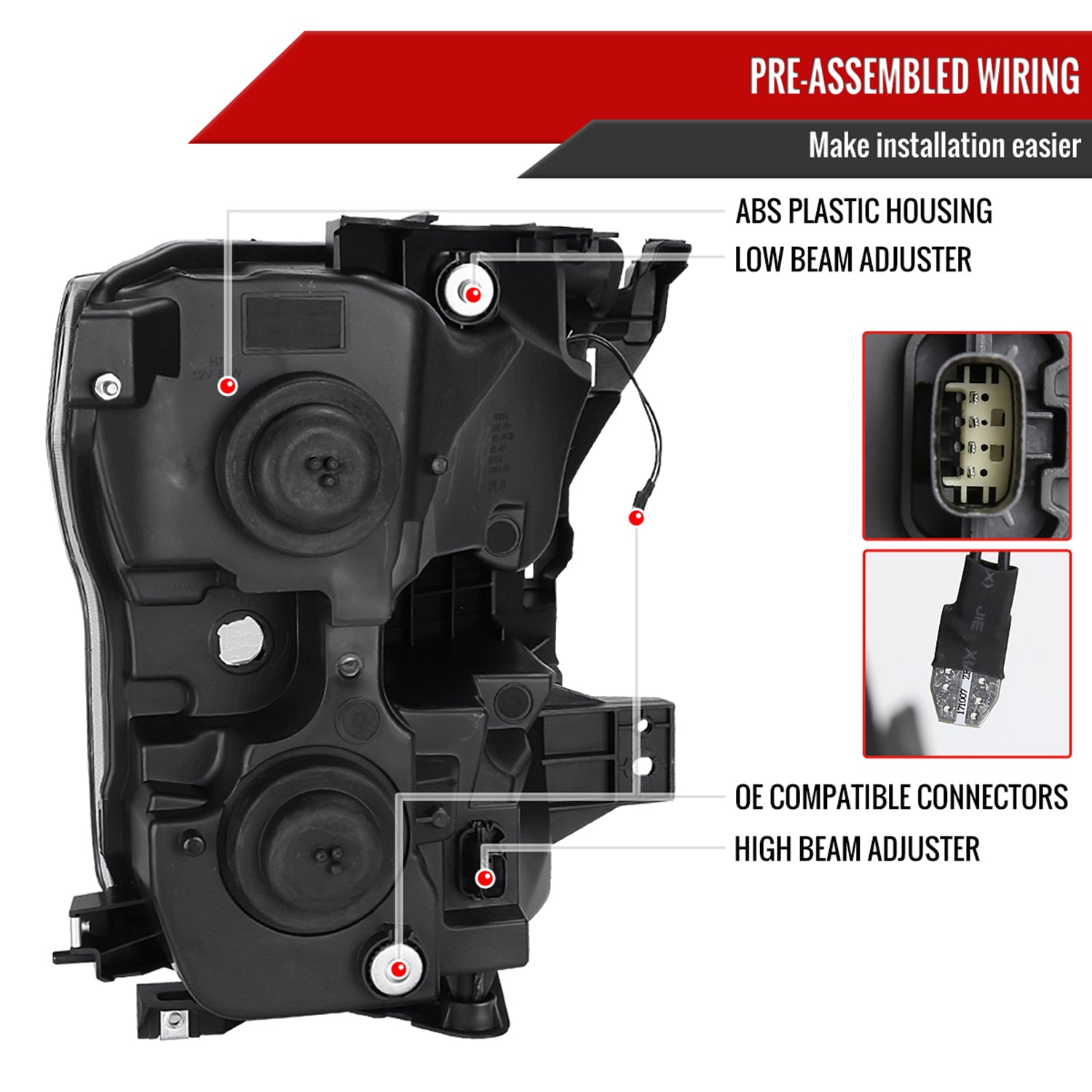 2015-2017 Ford F-150 LED Bar Projector Headlights Black Housing/Smoke Lens