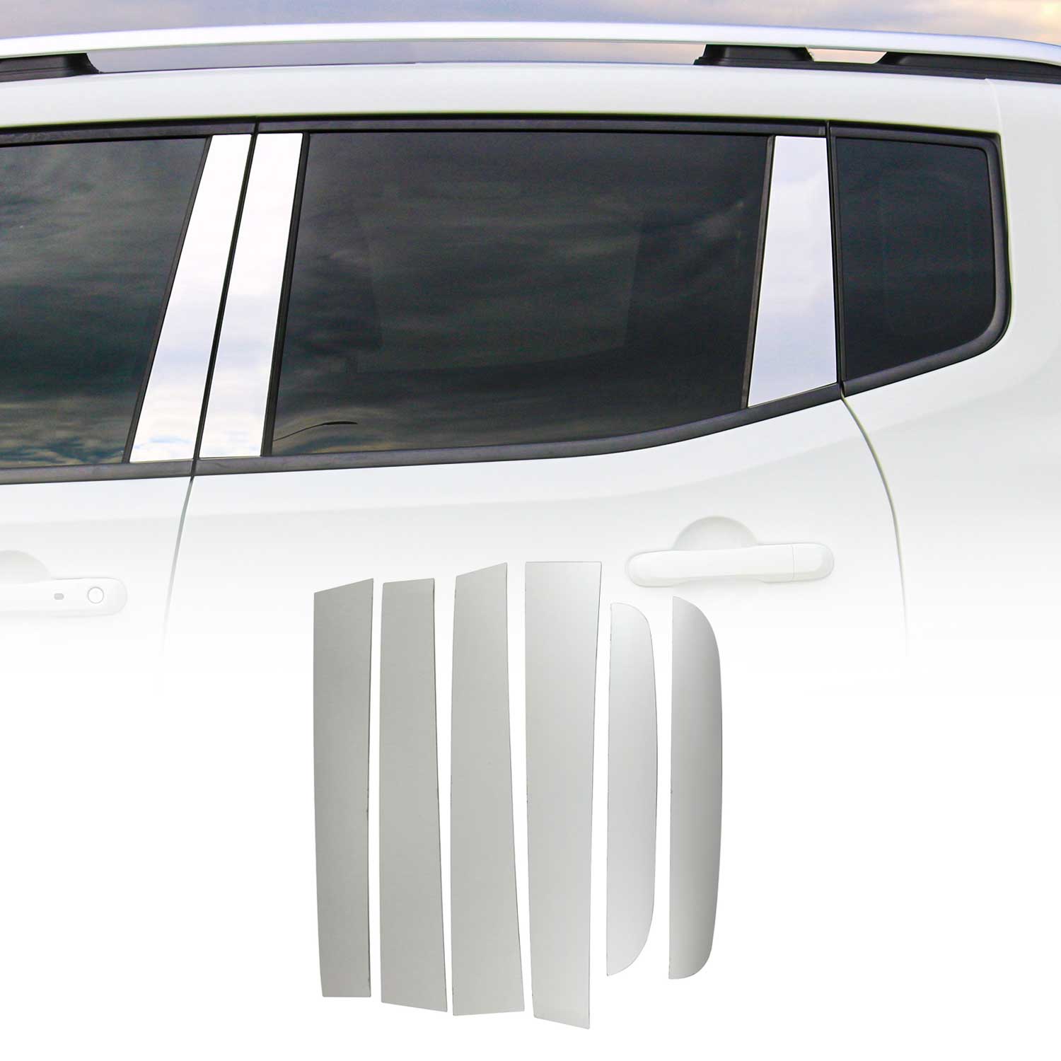 2019-2023 Ford Ranger Window B Pillar Posts Door Trim Cover Stainless Steel Silver 6x