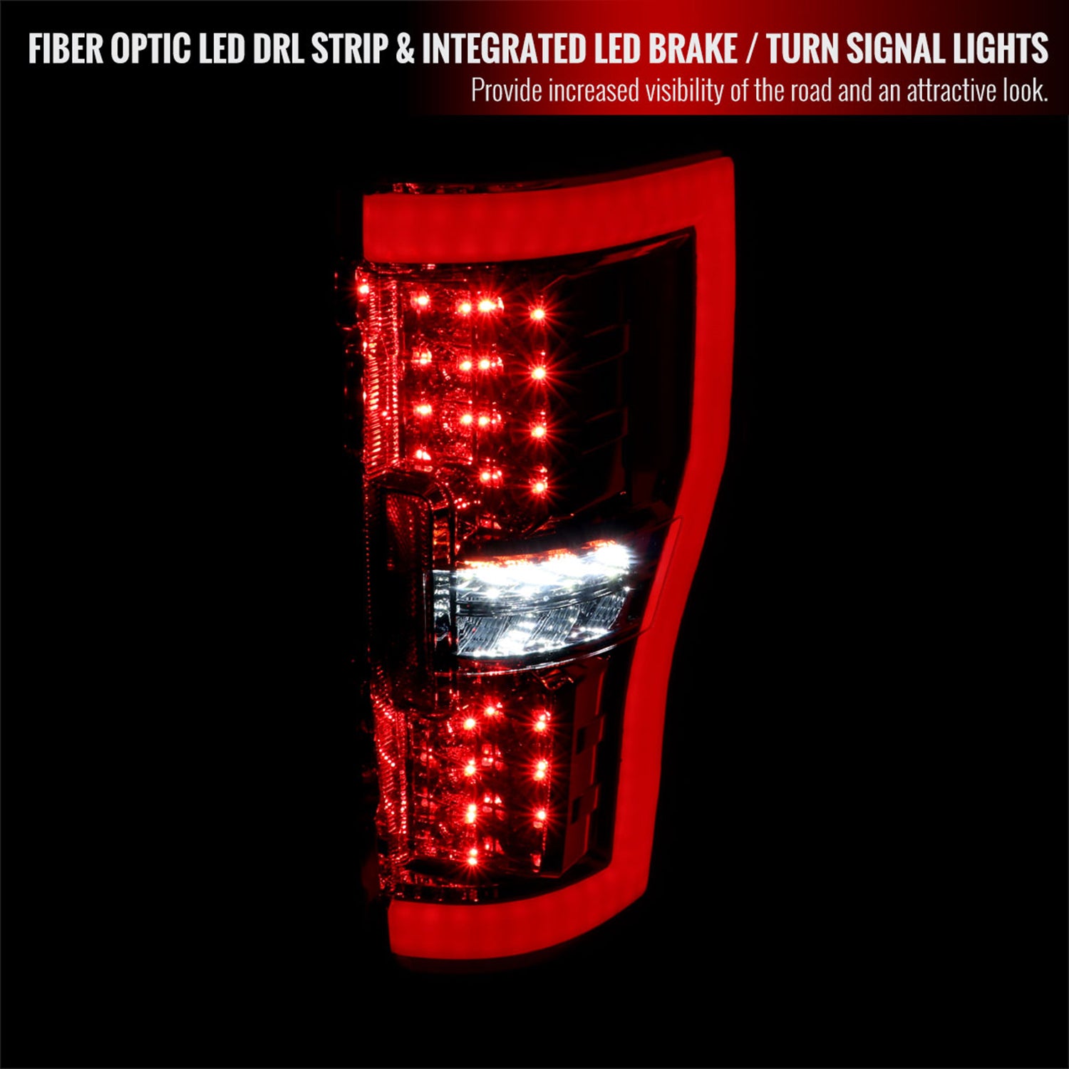 2017-2019 Ford F-250/350/450/550 Super Duty LED Bar Tail Lights Chrome/Red