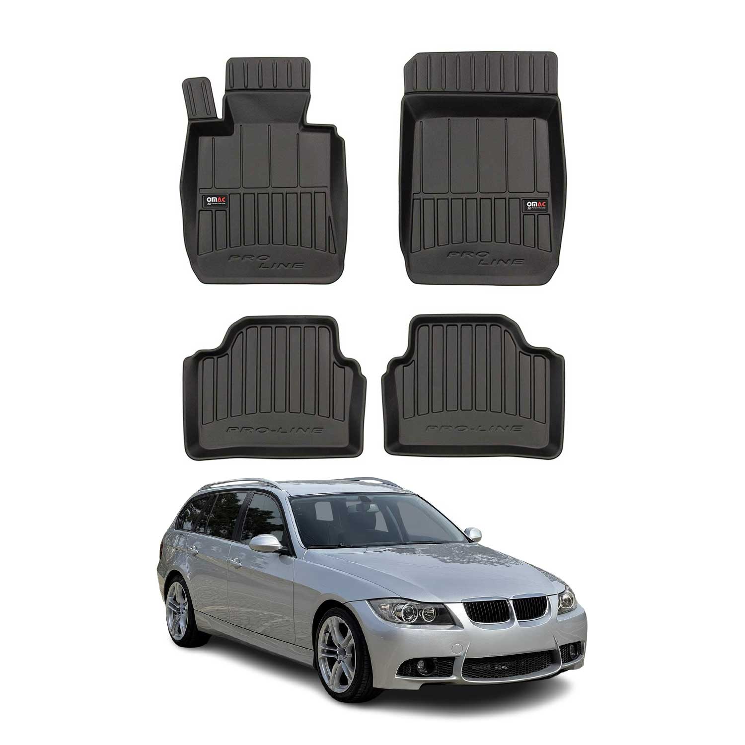 OMAC Premium Floor Mats for BMW 3 Series E91 2006-11 All-Weather Heavy Duty 4Pcs