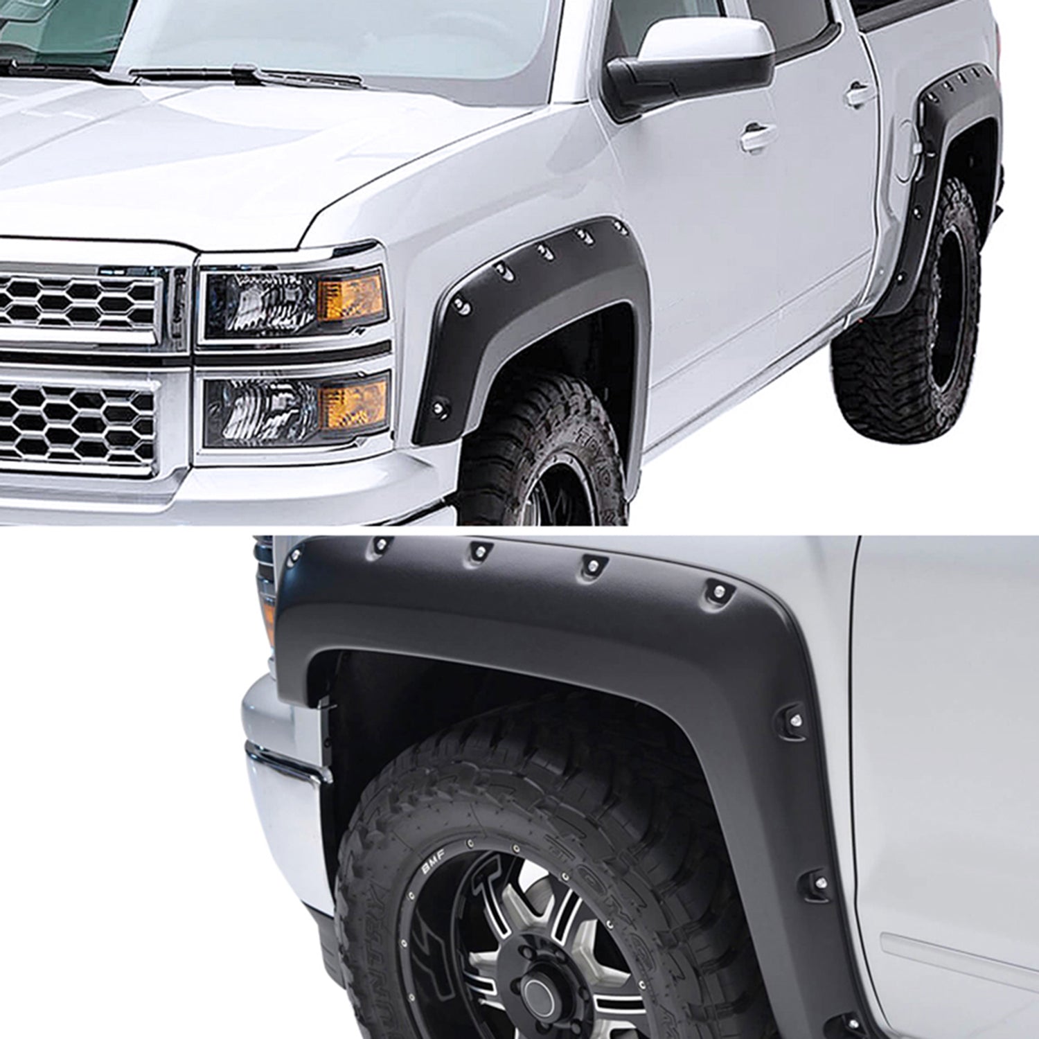 2014-2018 Chevy Silverado 2500HD/3500HD Short Bed Smooth Rivet Fender Flares