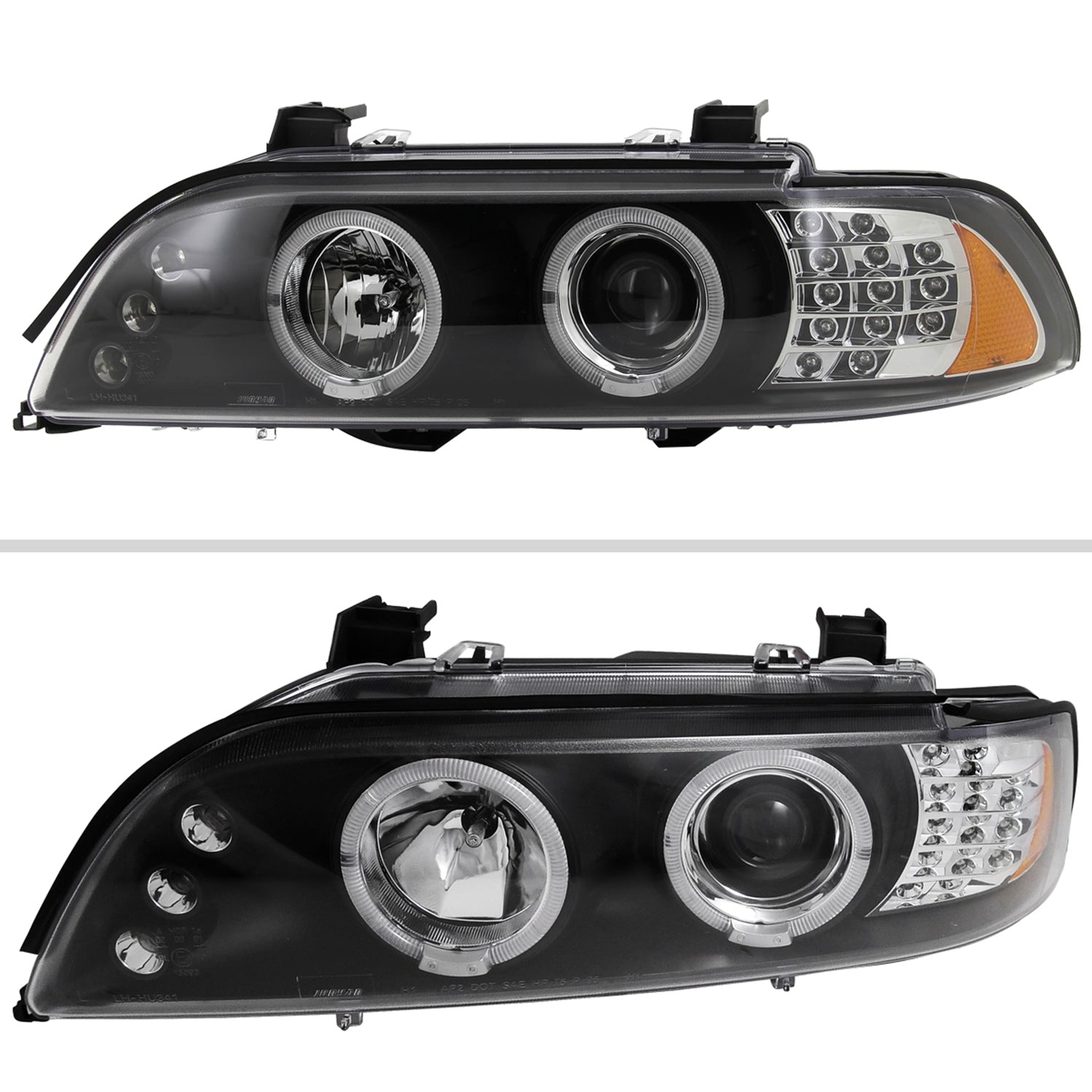 2001-2003 BMW E39 5 Series Dual Halo Headlights LED Signal Lights Black