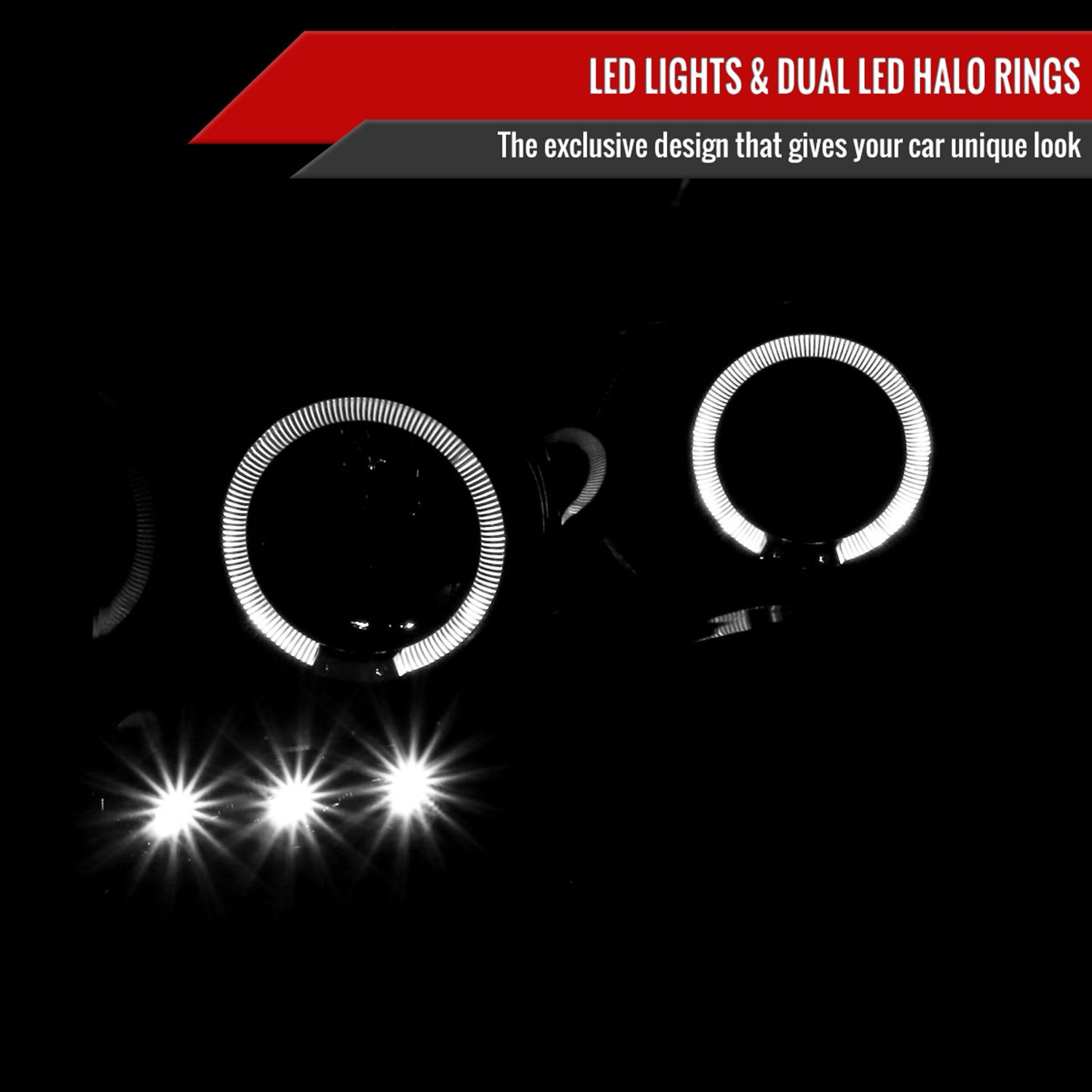 2006-2008 Dodge RAM 1500/ 06-2009 RAM 2500 3500 Dual Halo Headlights Jet Black