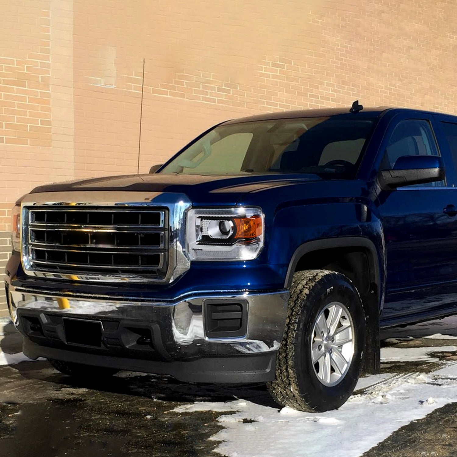 2014-2019 GMC Sierra LED Light Strip Projector Headlights Chrome/Clear Lens
