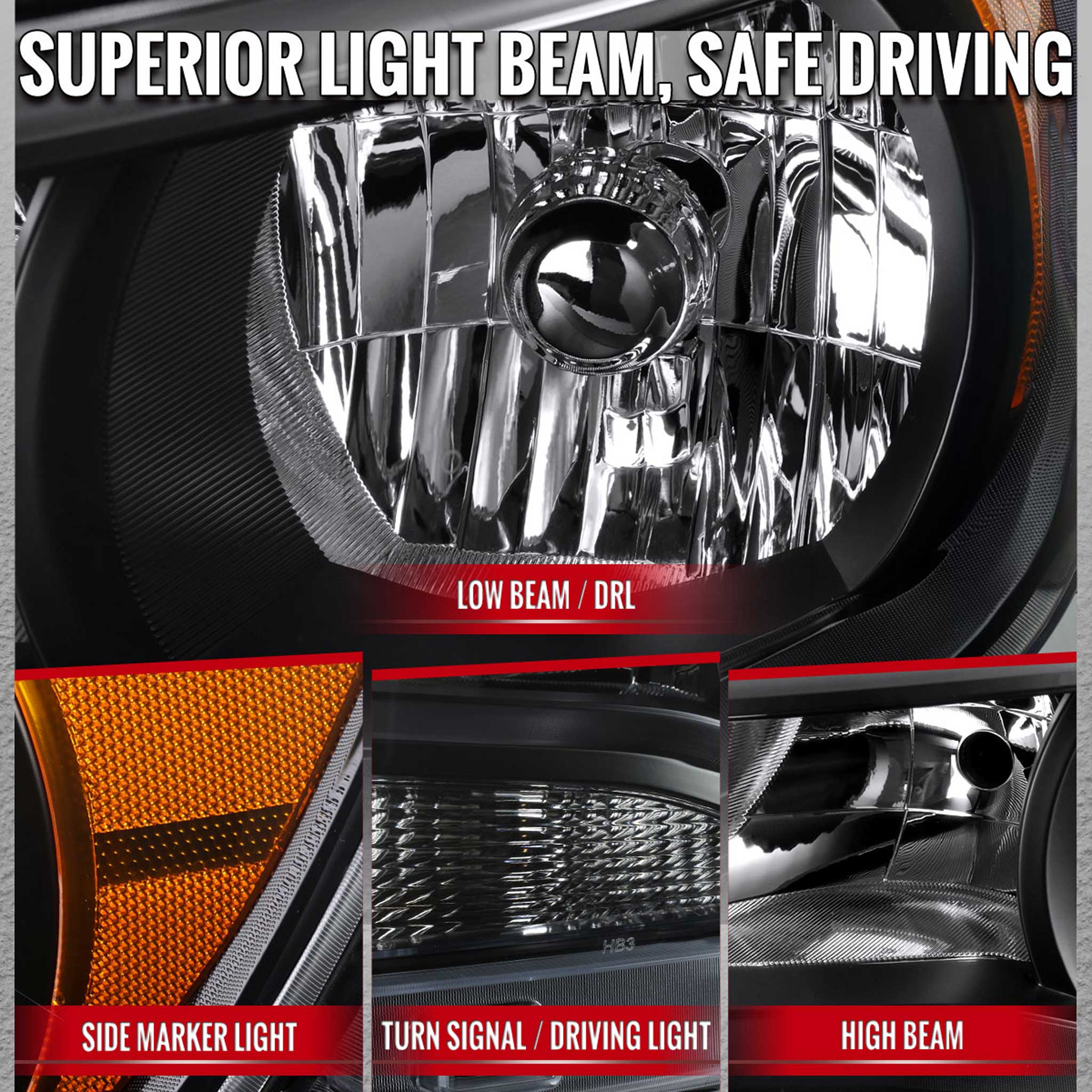 For Chevrolet Colorado 2015-2022 Factory Style Headlights Black Housing / Clear Lens