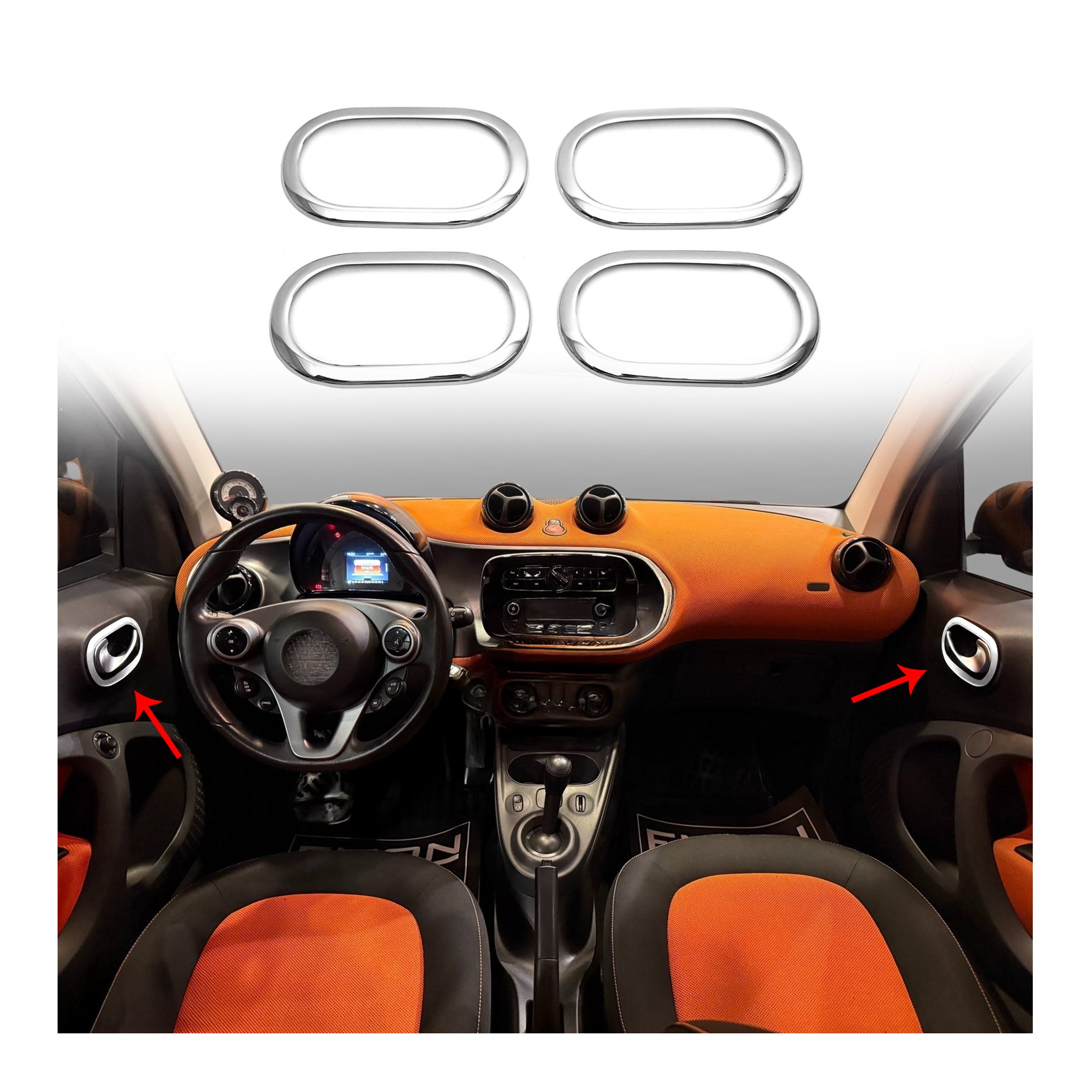 2014-2019 Smart Forfour Car Door Handle Cover Protector Stainless Steel Chrome 4 Pcs