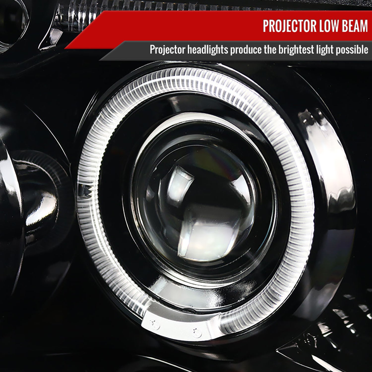 1999-2004 Jeep Grand Cherokee Dual Halo Projector Headlights Jet Black/Clear