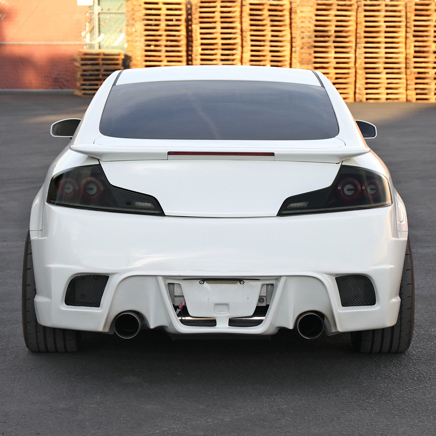 2003-2007 Infiniti G35 Coupe Red LED Halo Signal Tail Lights Matt Black/Smoke