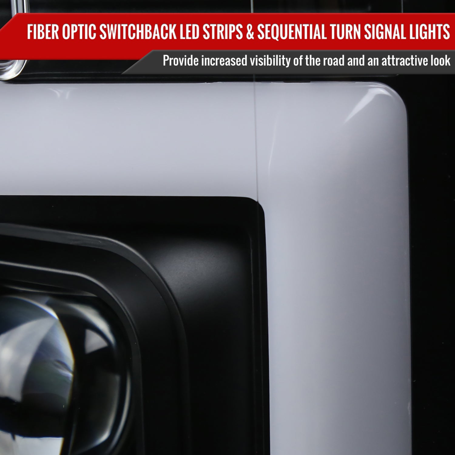 2017-2019 Ford F-250 F-350 F-450 F-550 LED C-Bar Headlights Signal Black