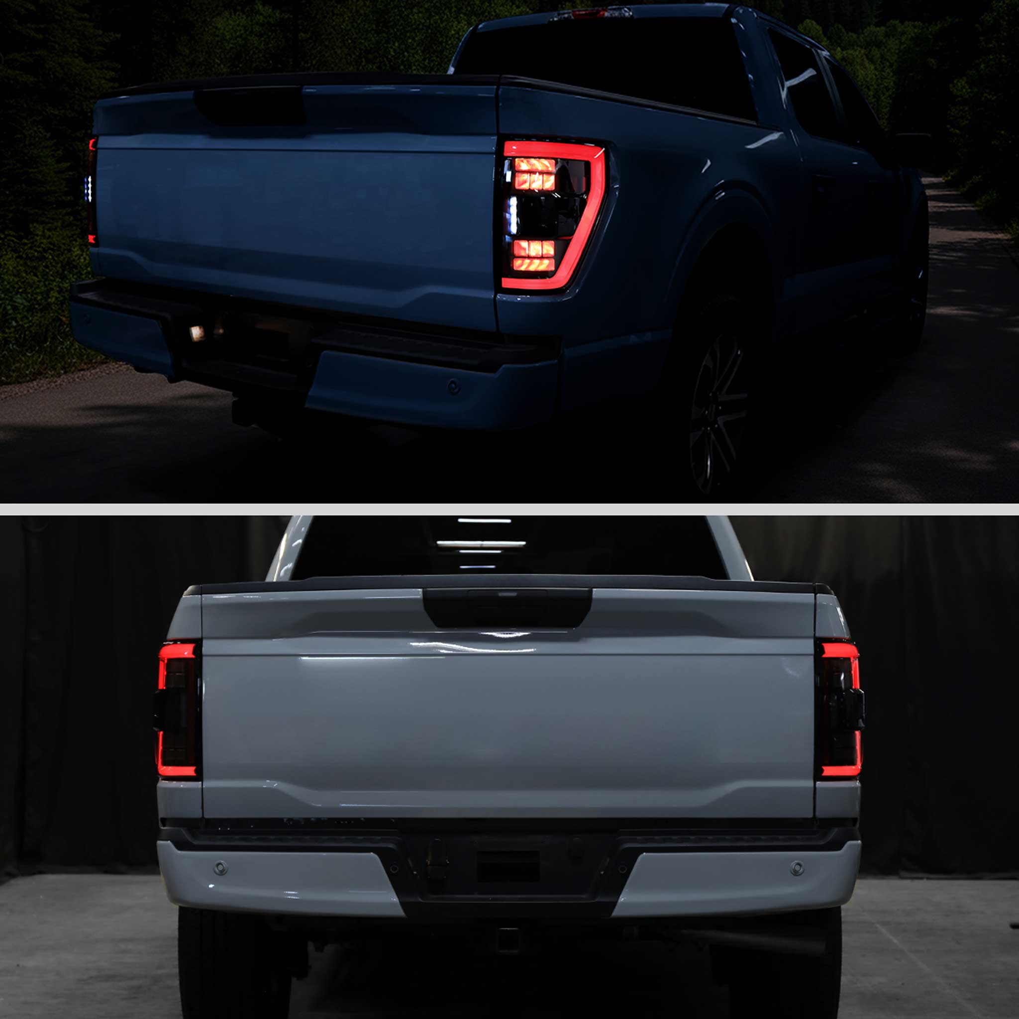 For Ford F-150 2021-2023 Full LED Tail Light Black Housing Clear Lens