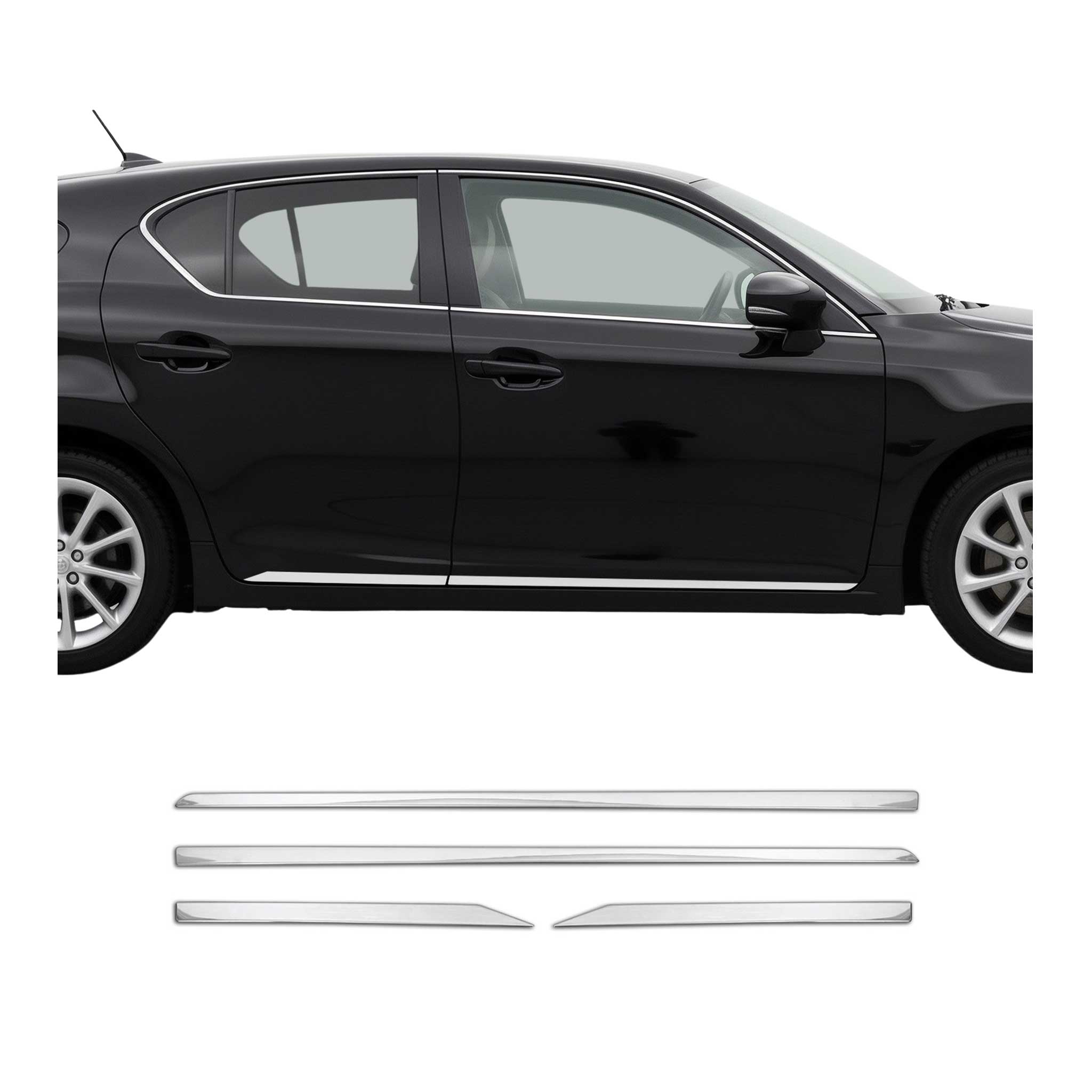 2011-2017 Lexus CT 200h Side Door Molding Trim Skirt Garnish Stainless Steel Silver 4Pcs