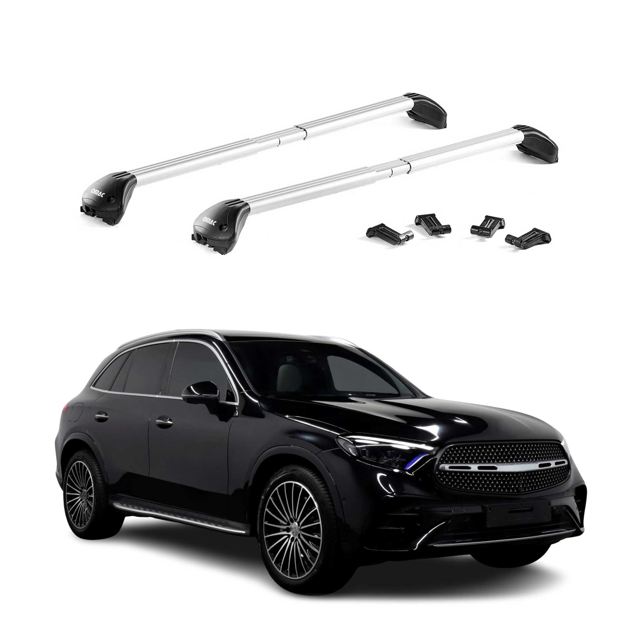 Roof Rack Cross Bars Carrier for Mercedes GLC Class X254 2023-2026 Alu Silver 2x