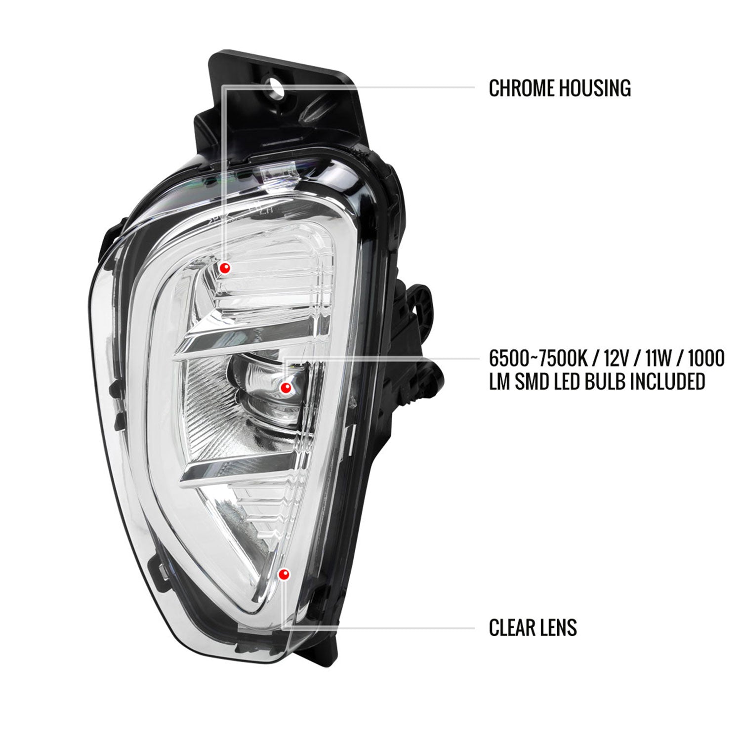 2020-2022 Ford Escape LED Fog Lights Kit Chrome Housing/Clear Lens