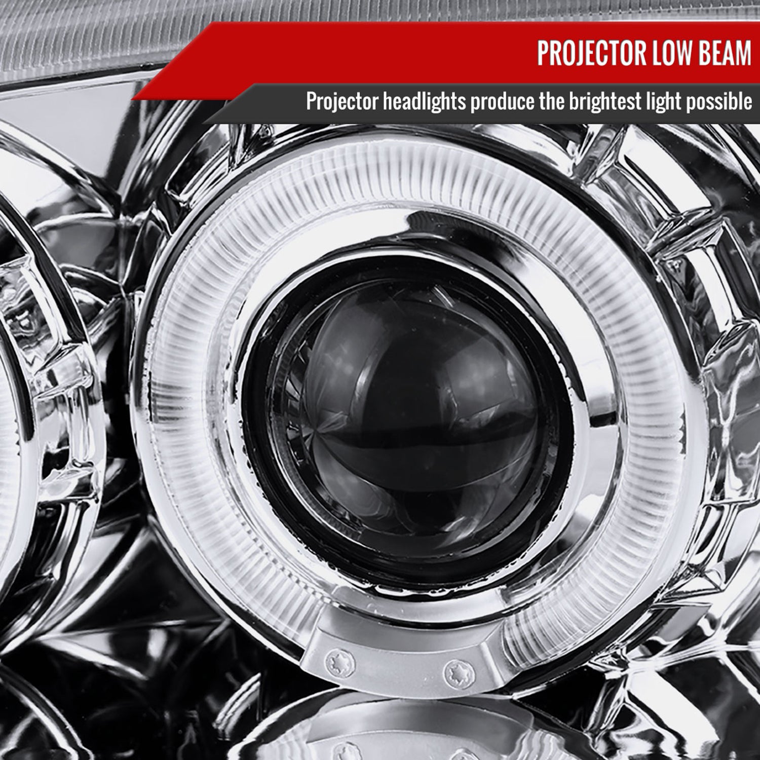 1994-1998 Ford Mustang Dual Halo Projector Headlights Chrome/Clear Lens