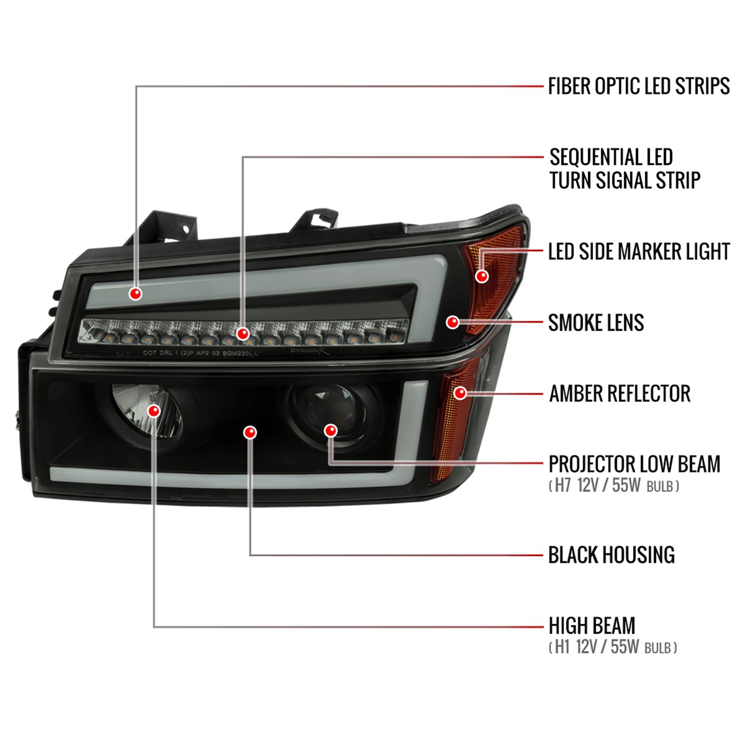 2004-2012 Chevy Colorado/GMC Canyon LED Headlights&Corner Lamp Smoke