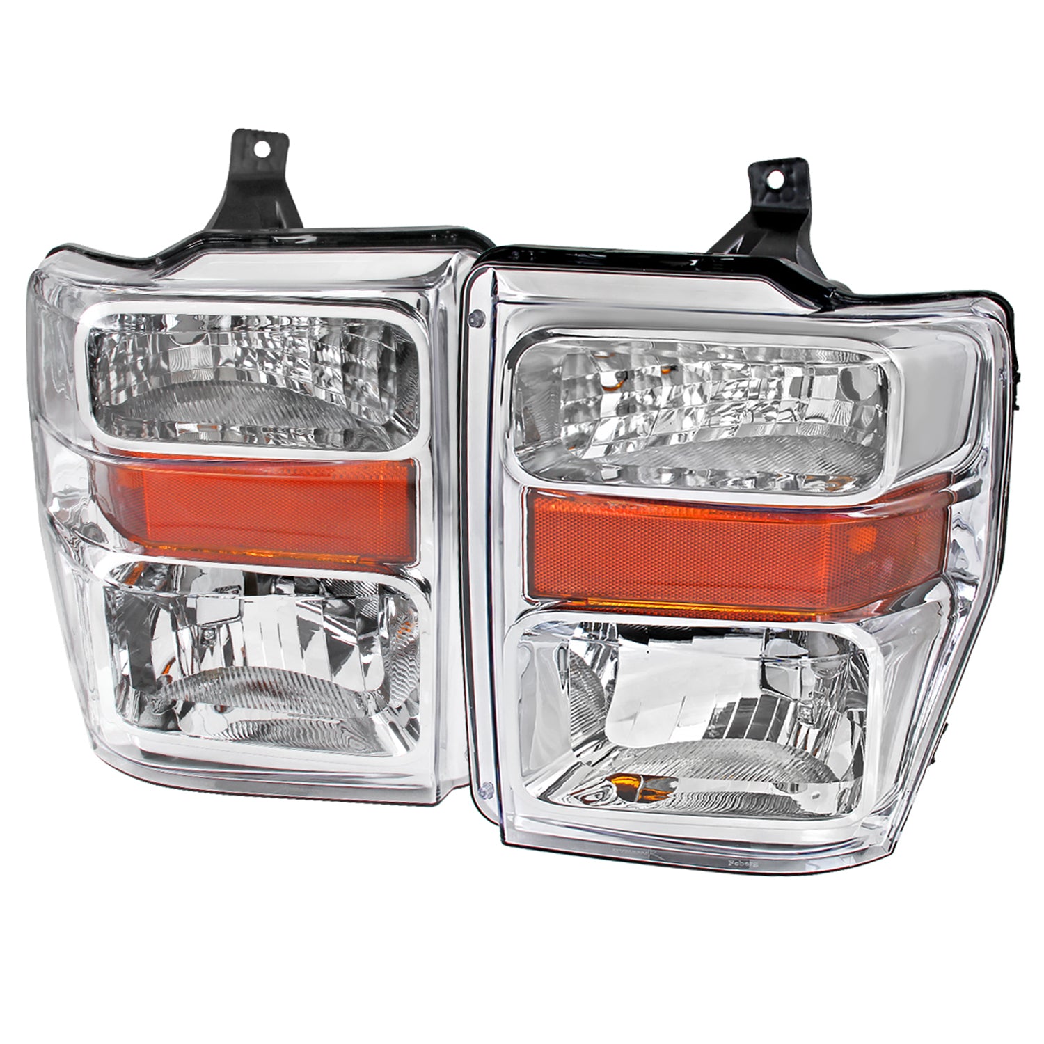 2008-2010 Ford F-250/F-350/F-450 Super Duty Factory Headlights Amber / Chrome