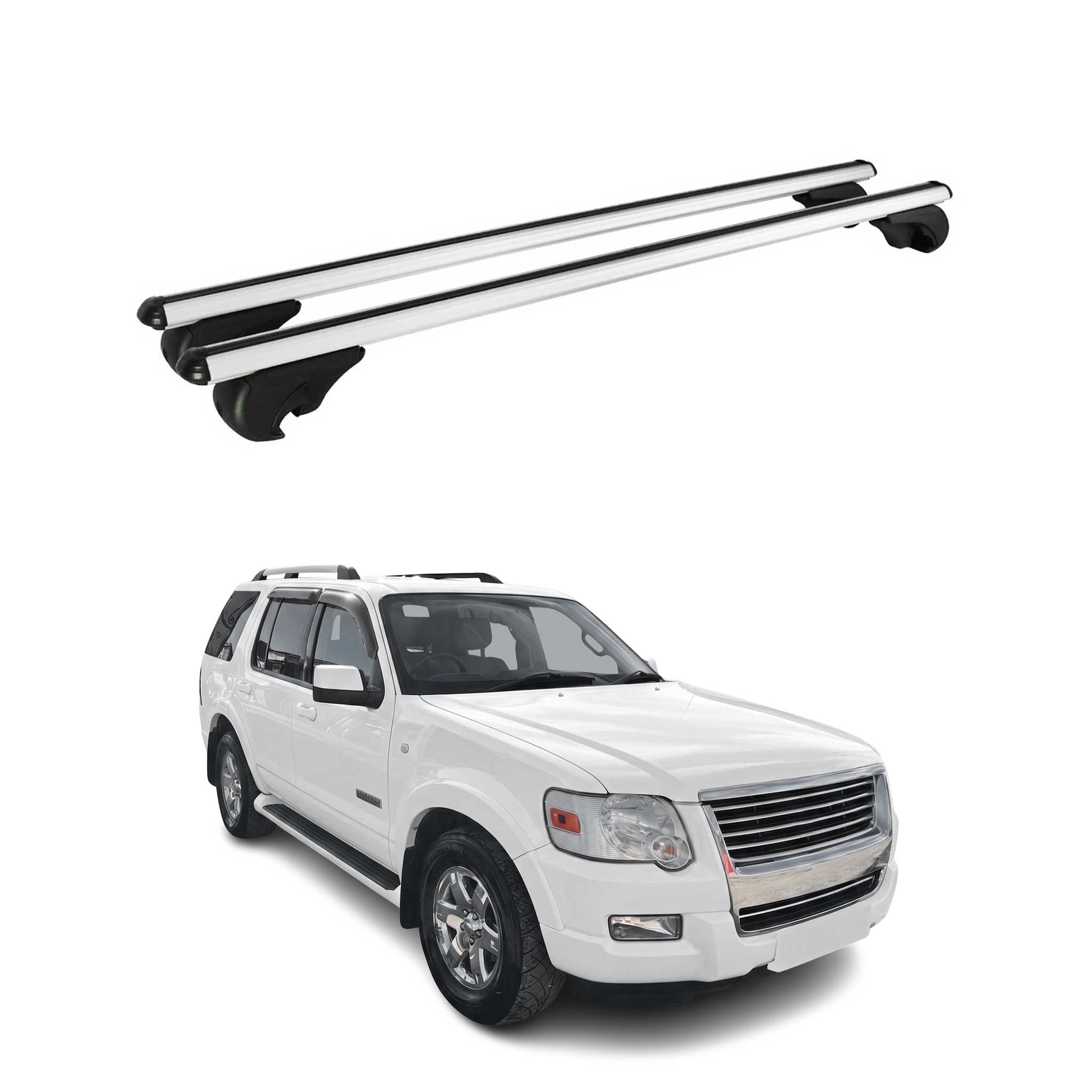 Lockable Roof Racks Cross Bars Carrier for Ford Explorer 2006-2010 TÜV Gray 2x
