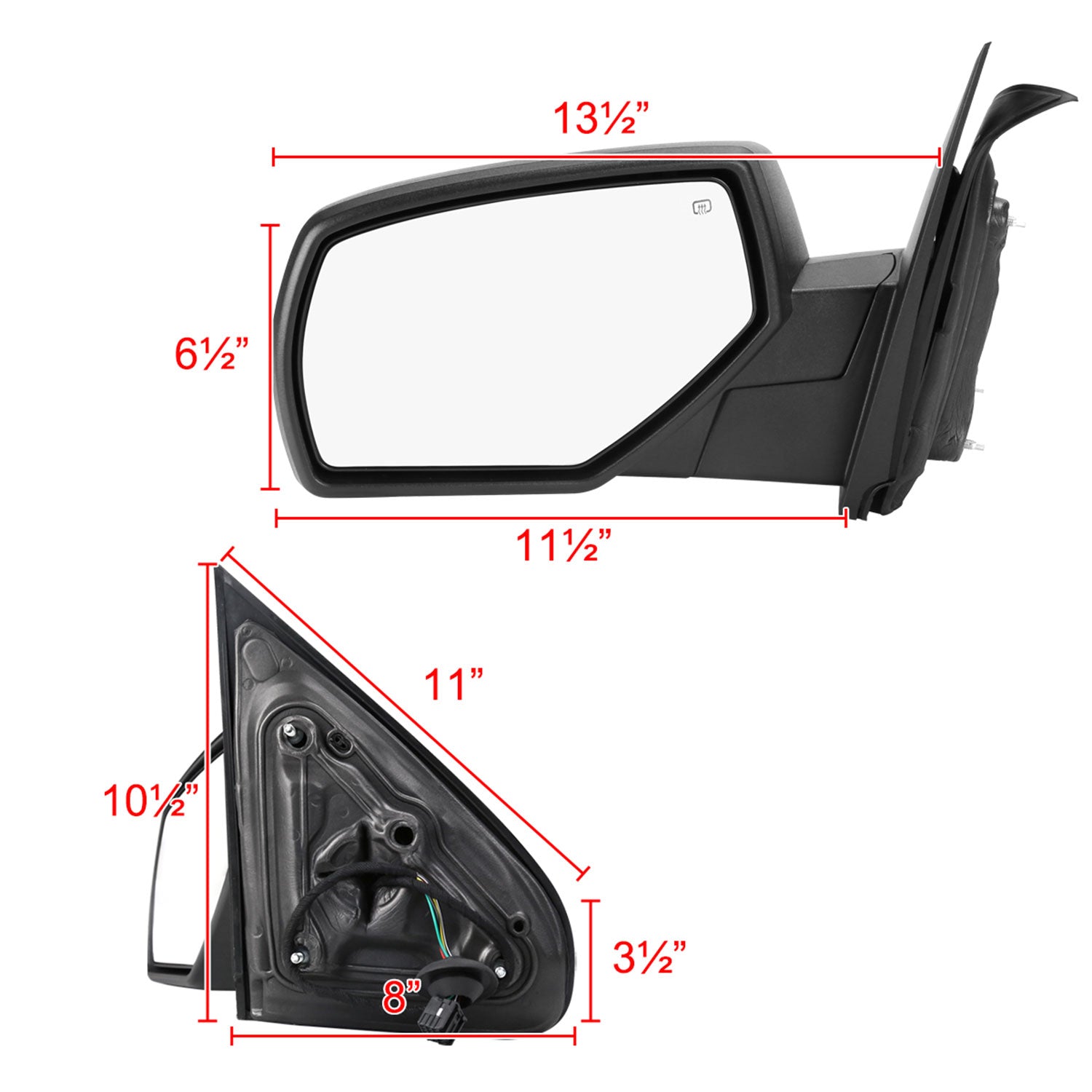 2014-2018 Chevy Silverado/GMC Sierra Matt Black Heated Side Mirror Driver Side