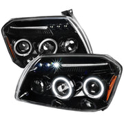 2005-2007 Dodge Magnum Dual Halo Projector Headlights Jet Black/Clear Lens