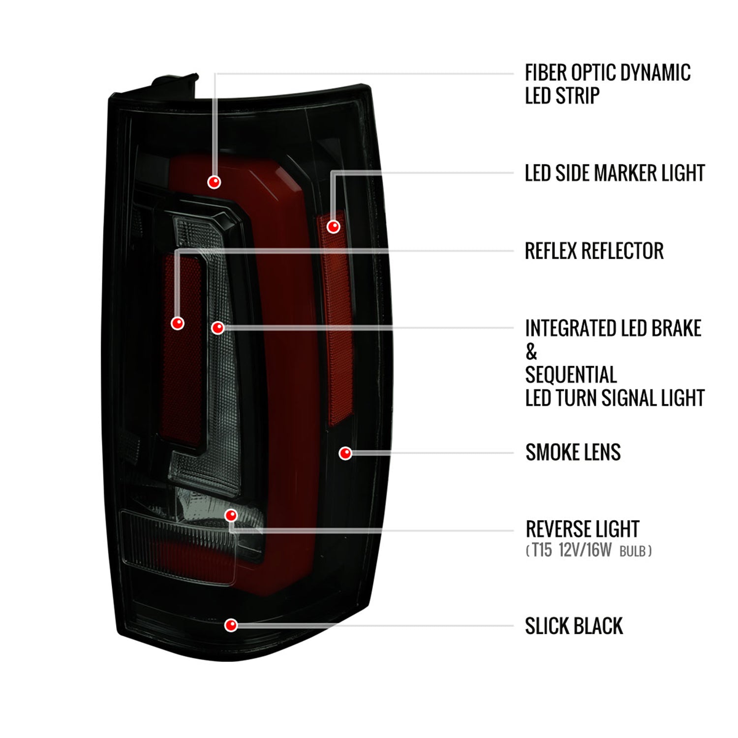 2007-2014 Chevy Tahoe/Suburban/Yukon/Denali LED Signal Tail Lights Black