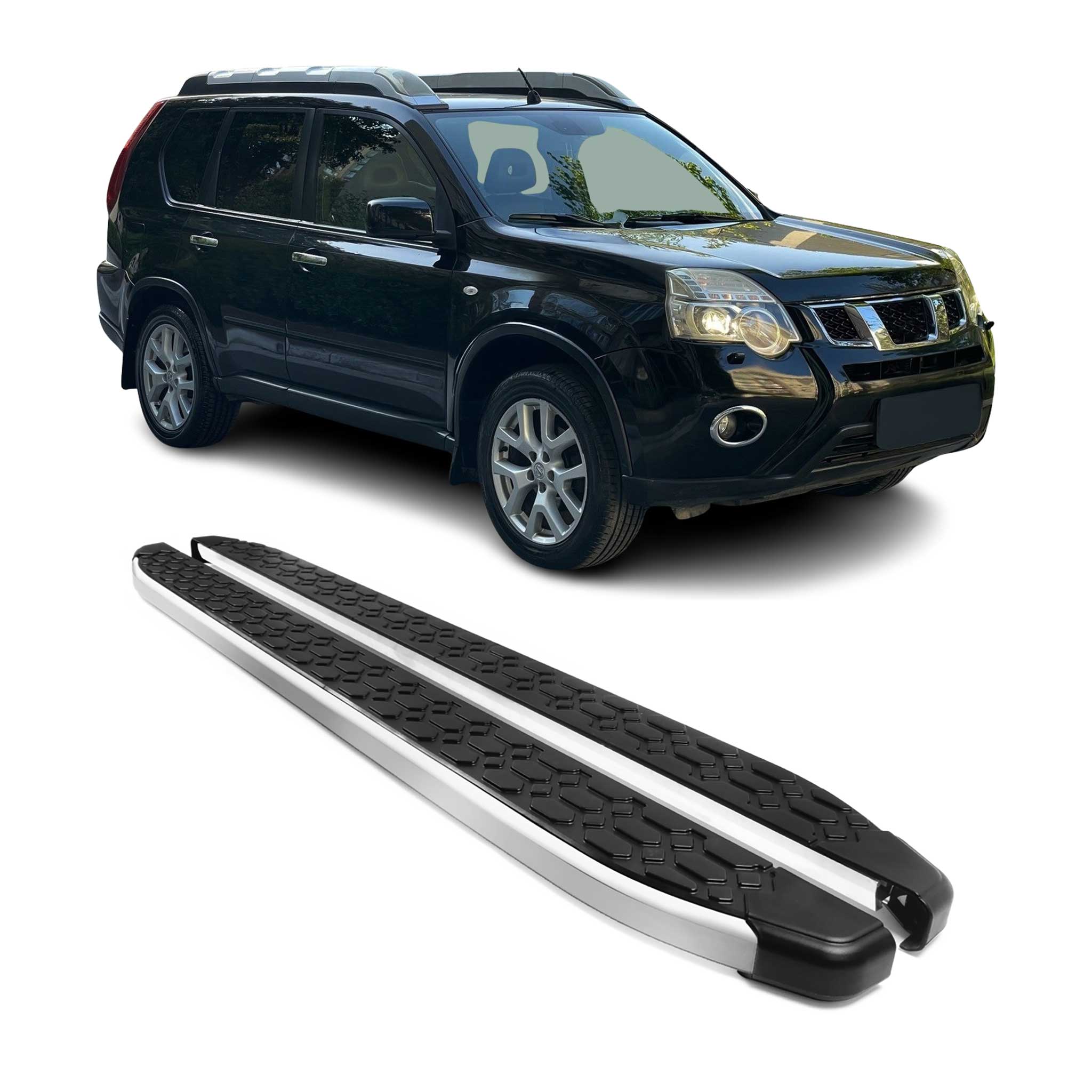 2008-2013 Nissan Rogue Running Boards Side Steps Silver & Black