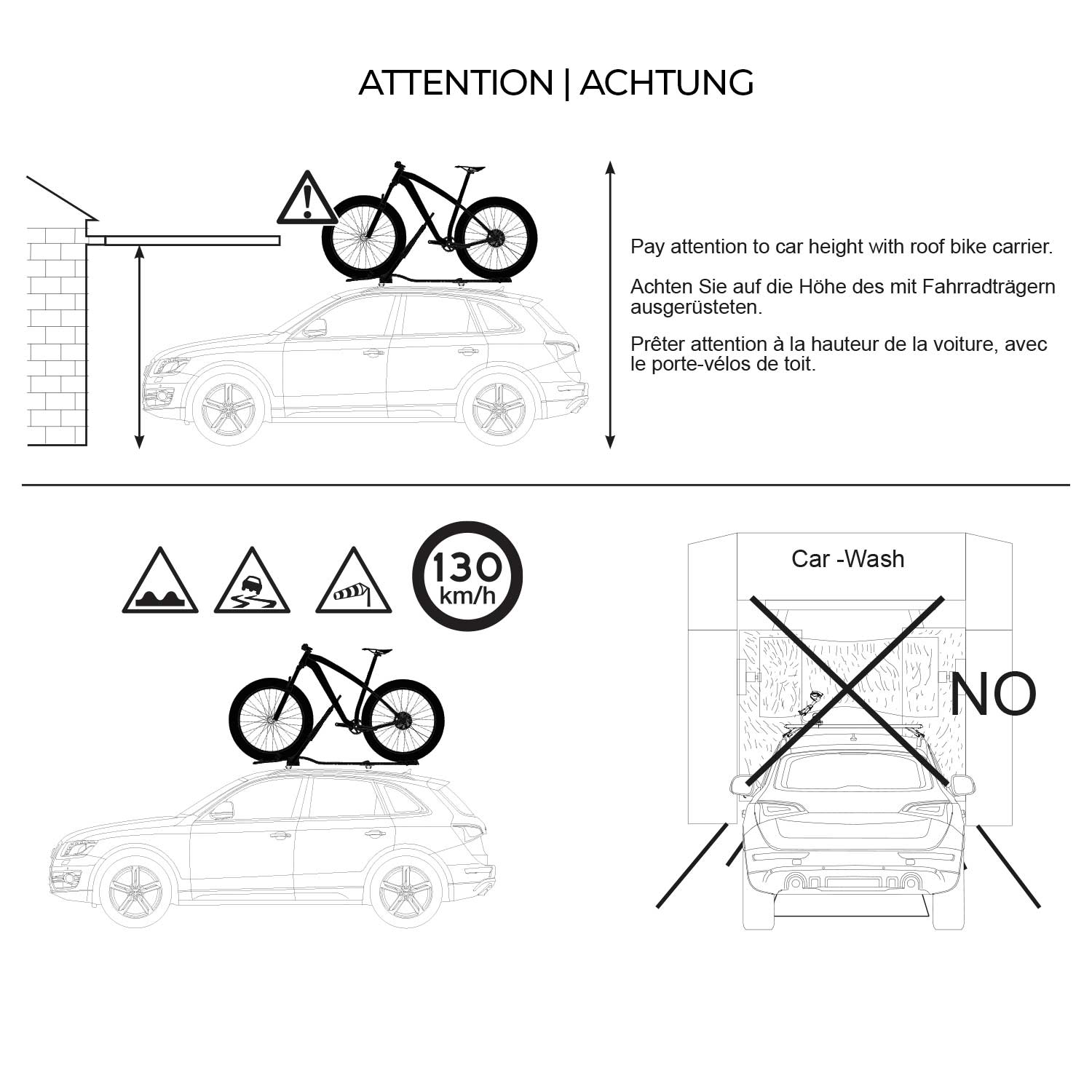 Car Rooftop Mount Bike Rack Carrier Bicycle Universal Lockable Black