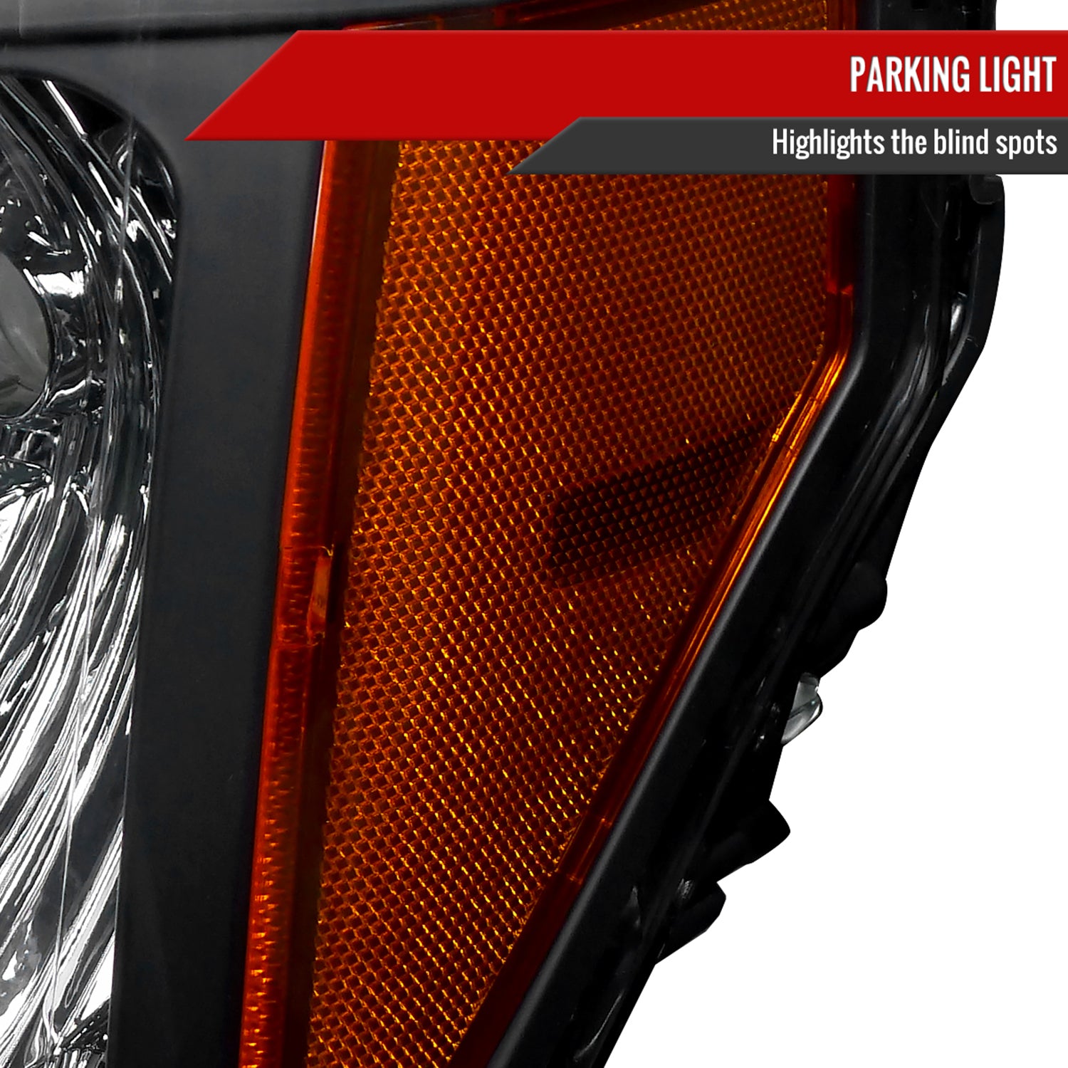 2009-2014 Ford F-150 Factory Crystal Headlights Amber Reflector Matt Black