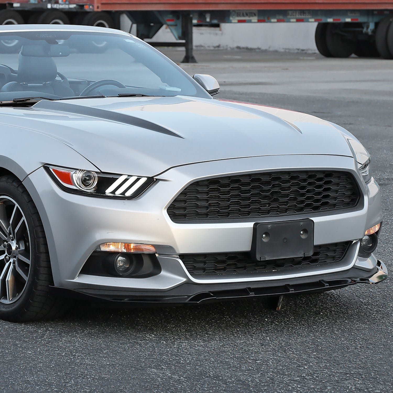 2015-2017 Ford Mustang Glossy Black Polypropylene 3Pcs Bumper Lip Spoiler