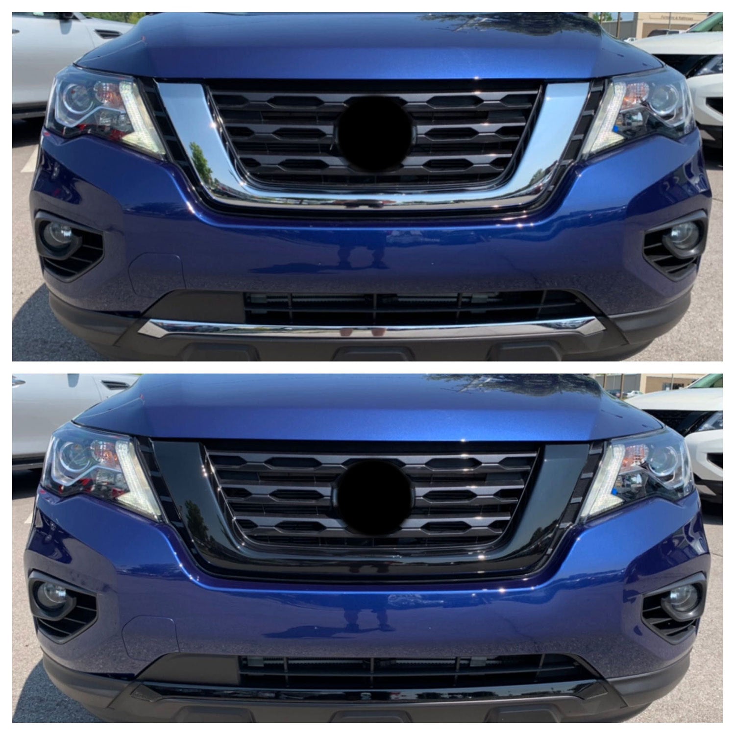 2017-2021 Nissan Pathfinder Grille Overlay Gloss Black 2Pcs ABS Plastic