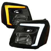 For Chevrolet Equinox 2005-2009 Headlights Switchback LED Bar Turn Signal Matte Black Housing Smoked Lens