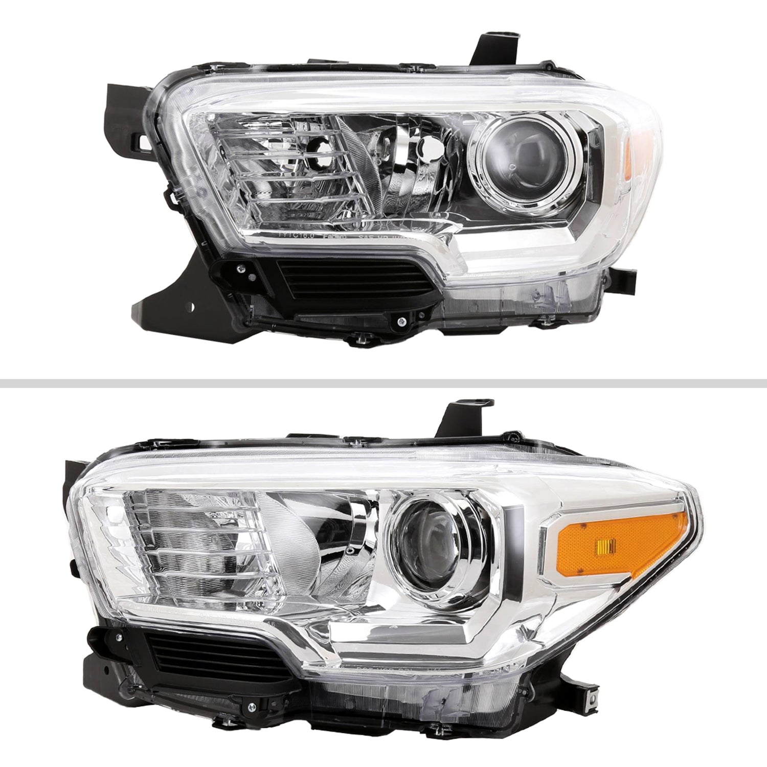 2016-2023 Toyota Tacoma Projector Headlights w/ Amber Reflectors Chrome/Clear