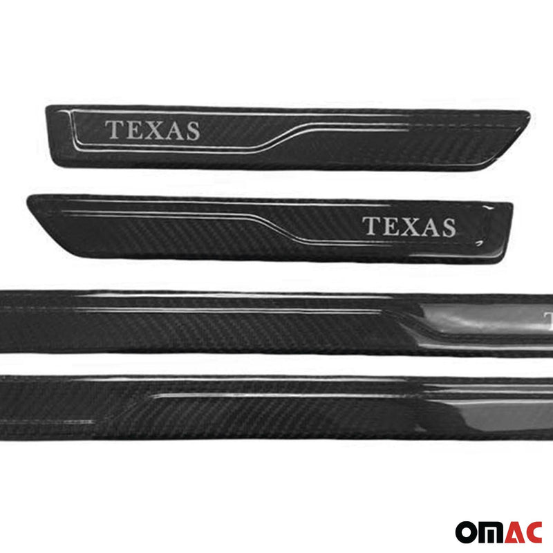 Volvo Door Sill Scuff Plate Scratch Protector Carbon Fiber Black 4 Pcs