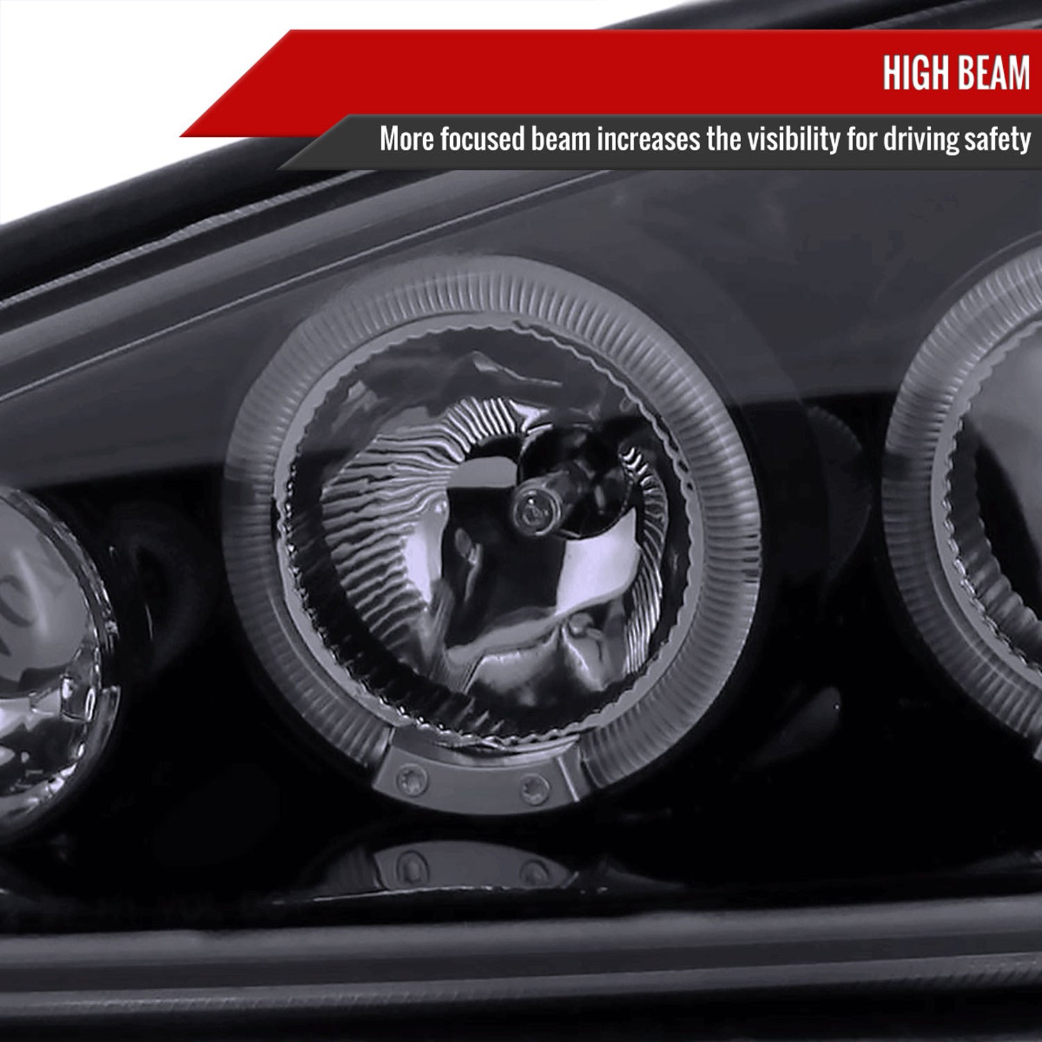 1999-2005 Pontiac Grand AM Dual Halo Projector Headlights Glossy Black/Smoke