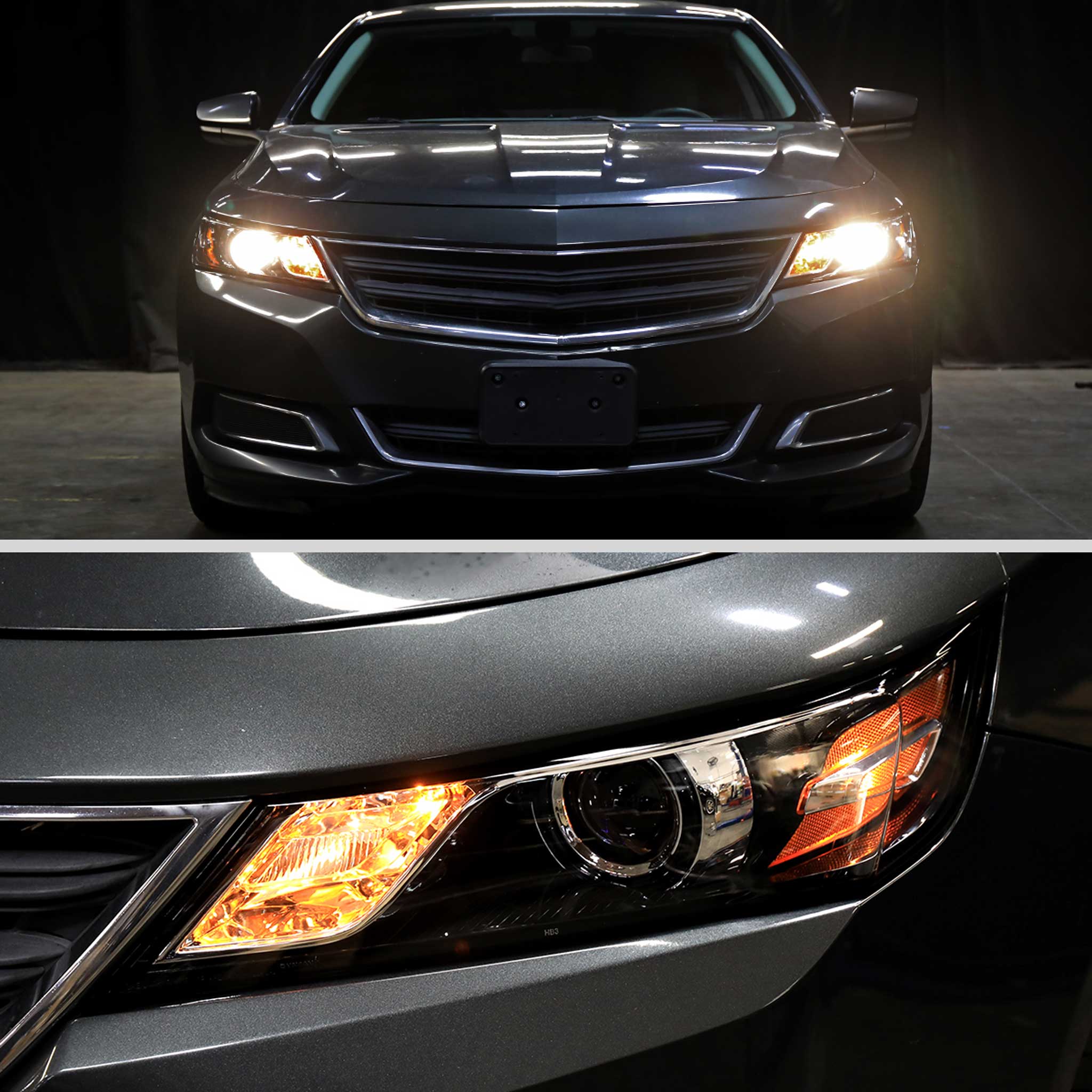 For Chevrolet Impala 2014-2020 Factory Style Projector Headlights Driver Side Jet Black Housing Clear Lens