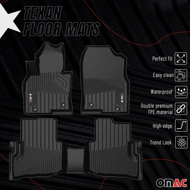 2016-2023 Mazda CX-9 Premium Floor Mats Liners First and Second Row Set Black