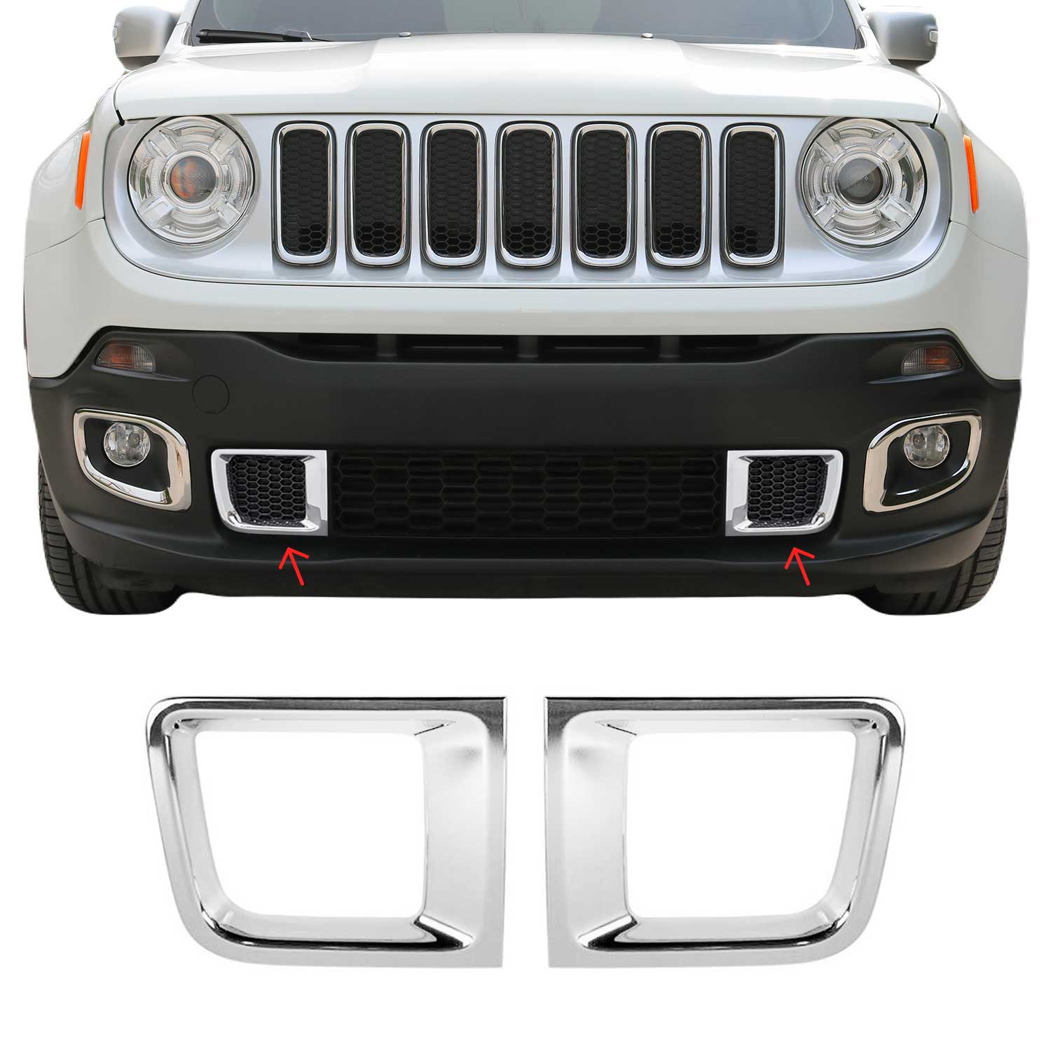 2015-2018 Jeep Renegade Front Bumper Grill Frame Molding Trim